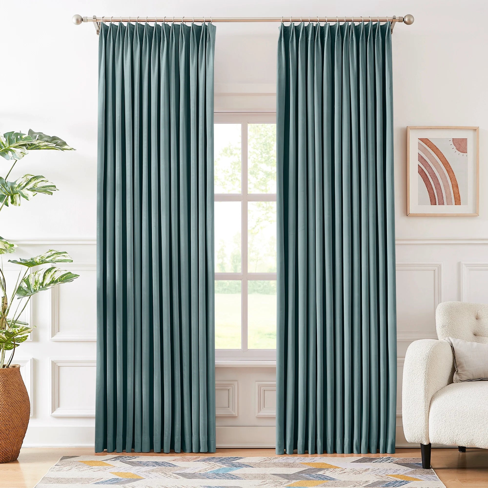 Calista Crystal Velvet Curtains - Luxurious Drapes add a touch of sophistication to your living room with premium texture and elegant visual appeal