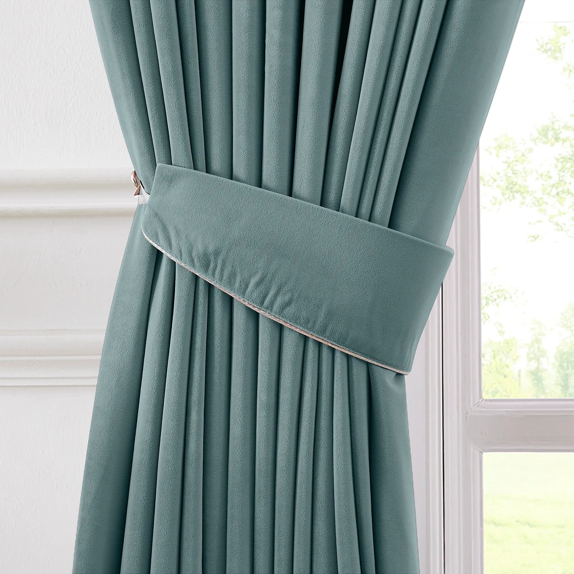 Calista Crystal Velvet Curtains - Luxurious Drapes detail display