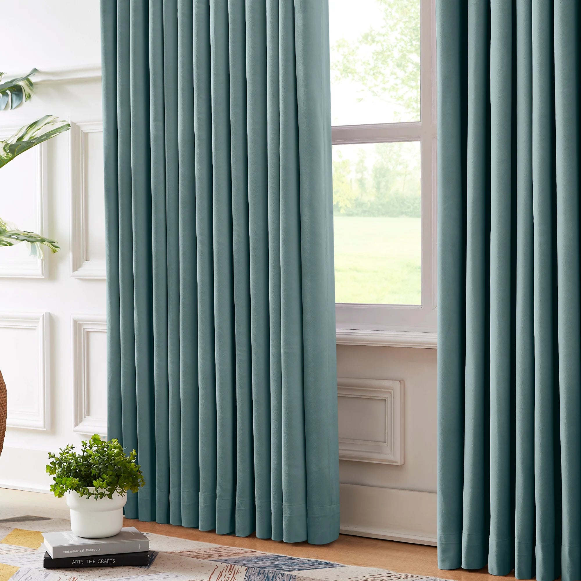 Calista Crystal Velvet Curtains - Luxurious Drapes add a touch of sophistication to your living room with premium texture and elegant visual appeal