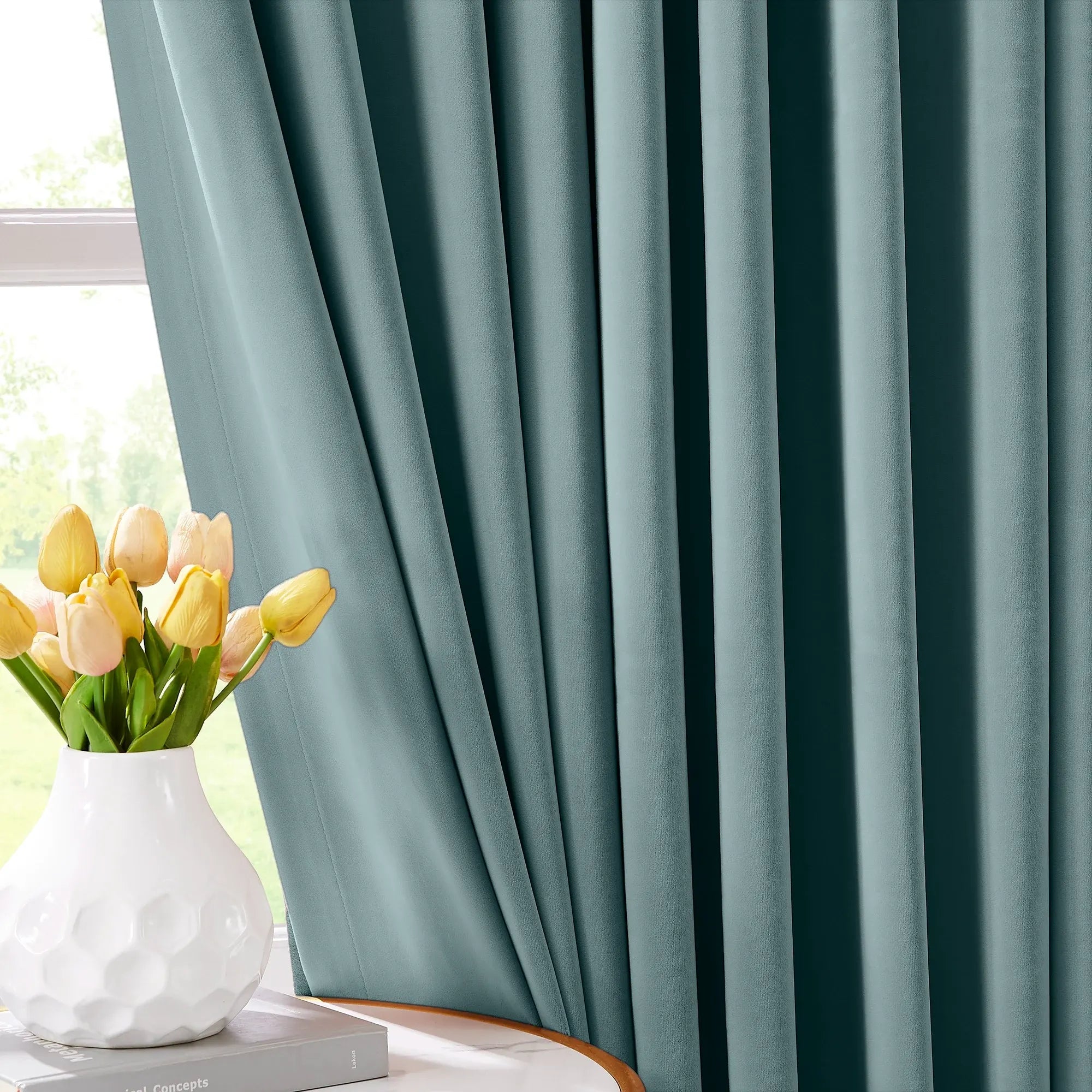 Calista Crystal Velvet Curtains - Luxurious Drapes add a touch of sophistication to your living room with premium texture and elegant visual appeal