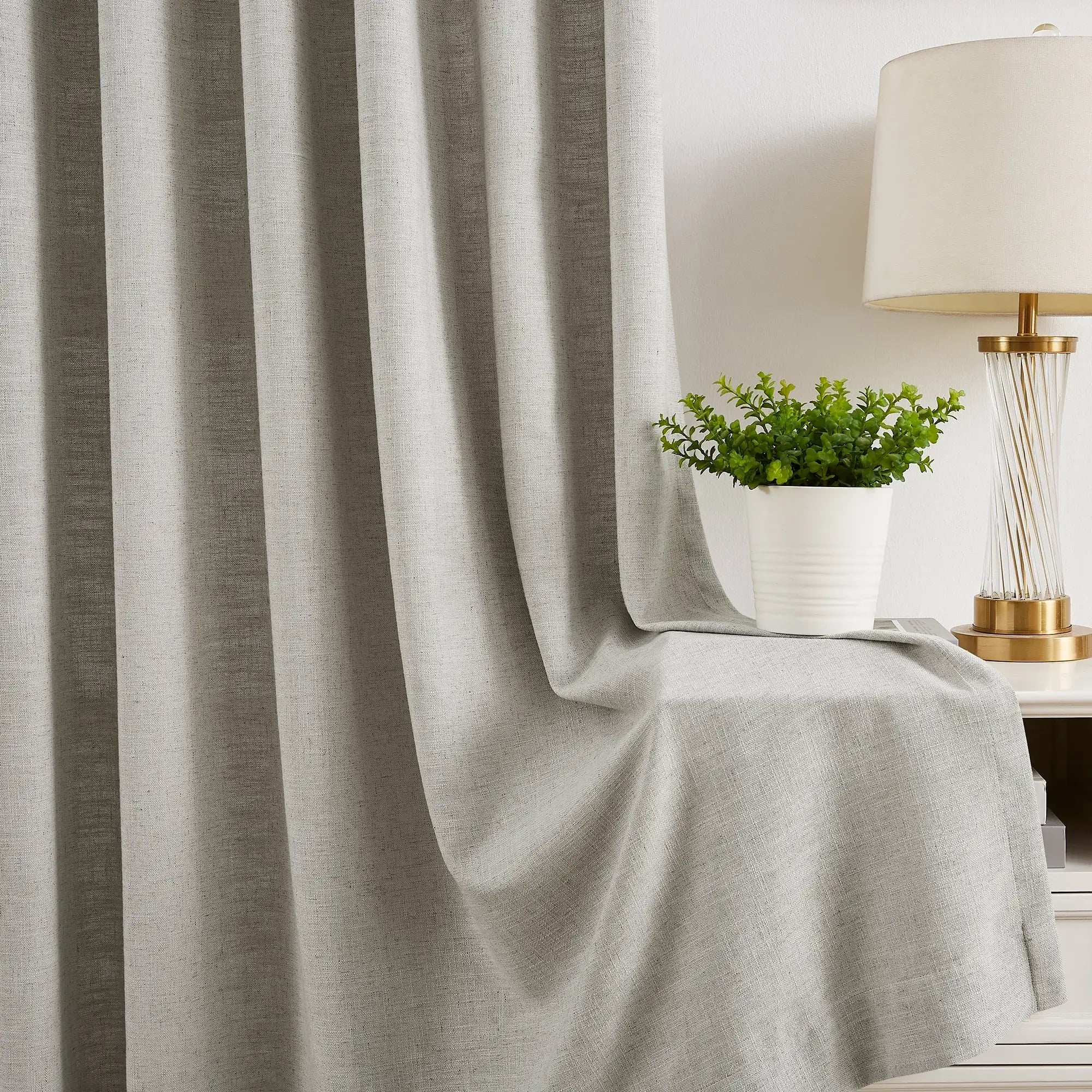 Caryss Linen-Blend Curtains – Soft Textured Drapes for Living Room & Bedroom