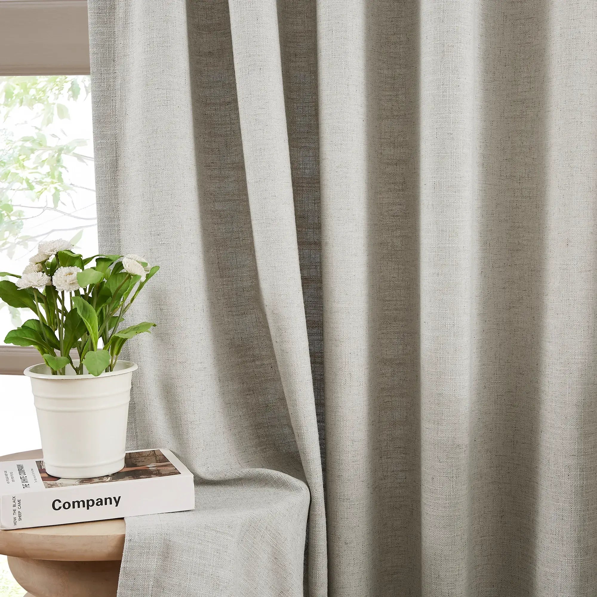 Caryss Linen-Blend Curtains – Soft Textured Drapes for Living Room & Bedroom