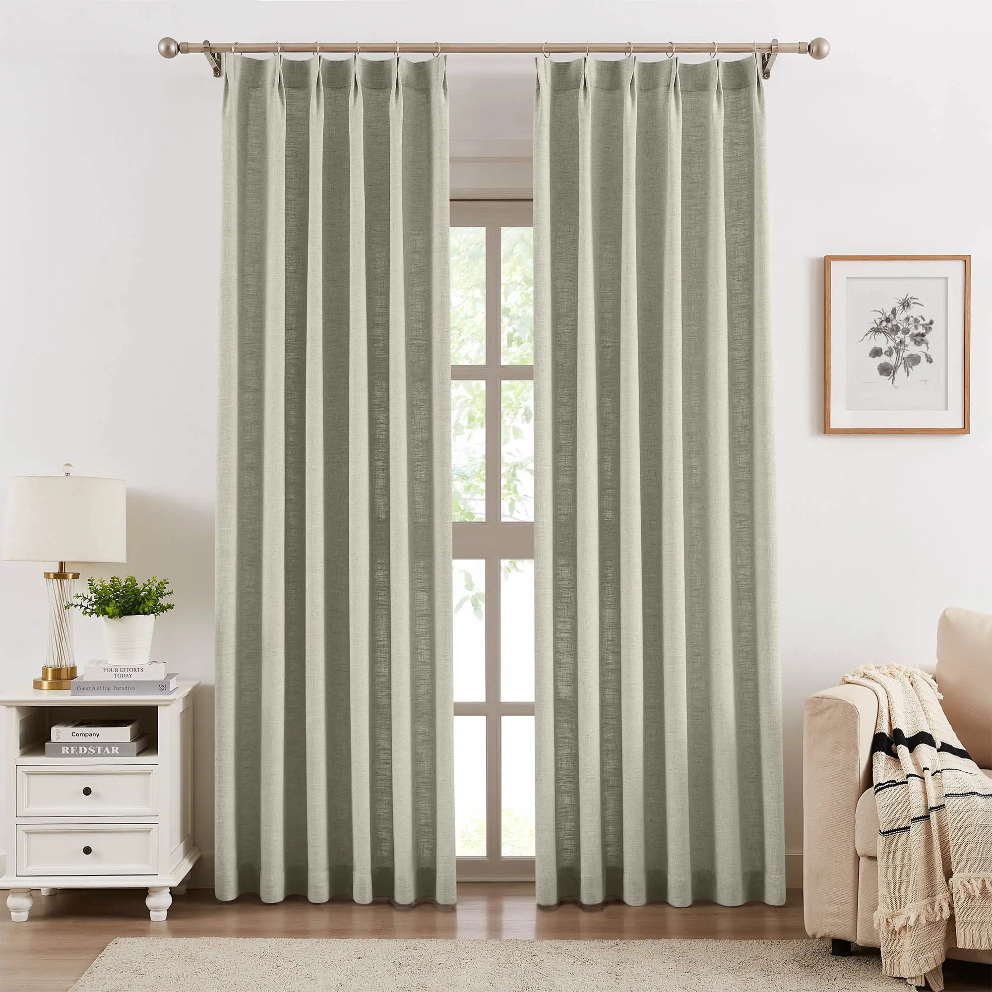Caryss 9151-3 linen-blend curtains soft textured drapes showcased in scene 1 product view