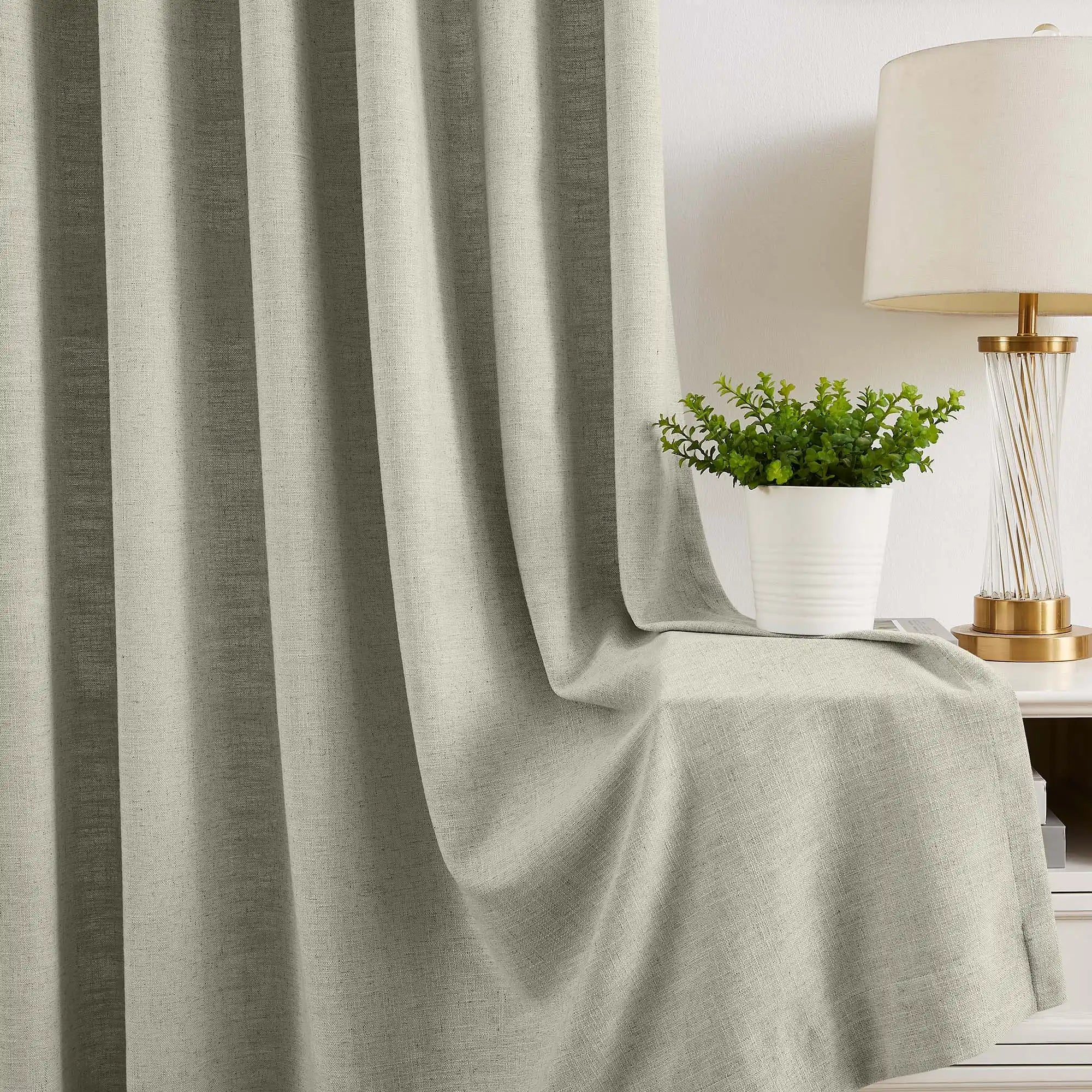 Caryss 9151-3 linen-blend curtains soft textured drapes showcased in scene 2 product view