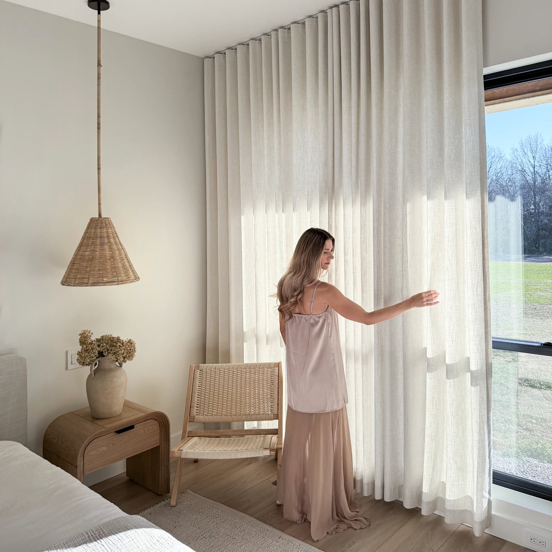 Celina Linen Curtains – Floor-to-Ceiling Ripple Fold for Bedroom & Kids Room
