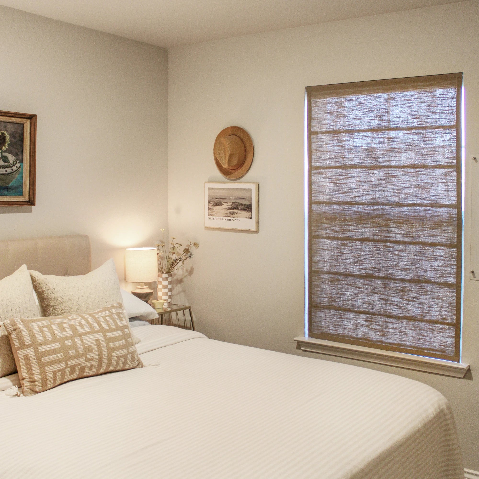 Celina Pale Olive Green Linen Curtains: Image 8823-20-4 shows the pale olive green linen roman shade with elegant folds and soft light filtering.