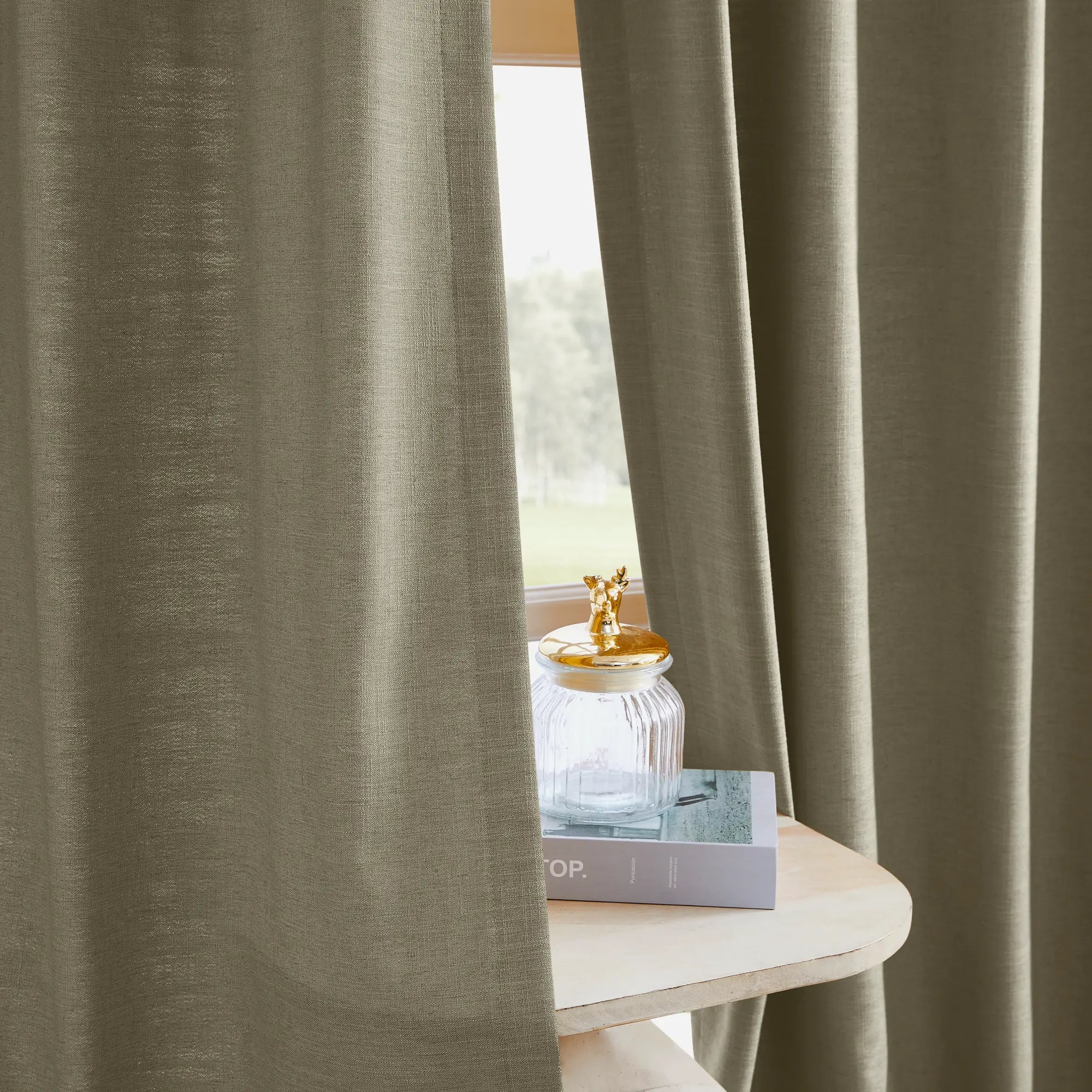 Celina 8823-20 soft breathable floor-to-ceiling pure linen curtain display