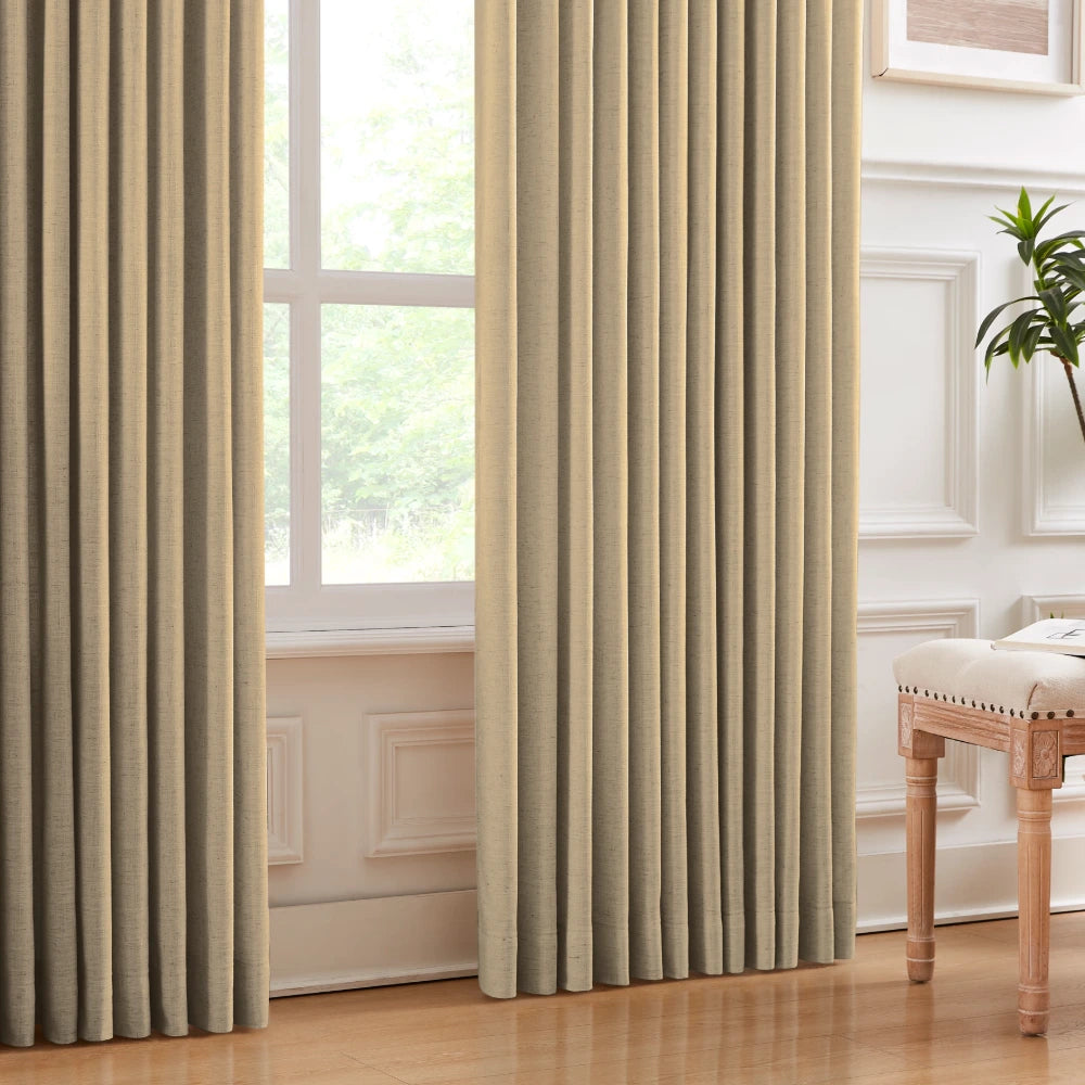 Celina Linen Curtains – Floor-to-Ceiling Ripple Fold 8823-5_scene_2 showcasing elegant floor-to-ceiling ripple fold linen curtains in modern home interior