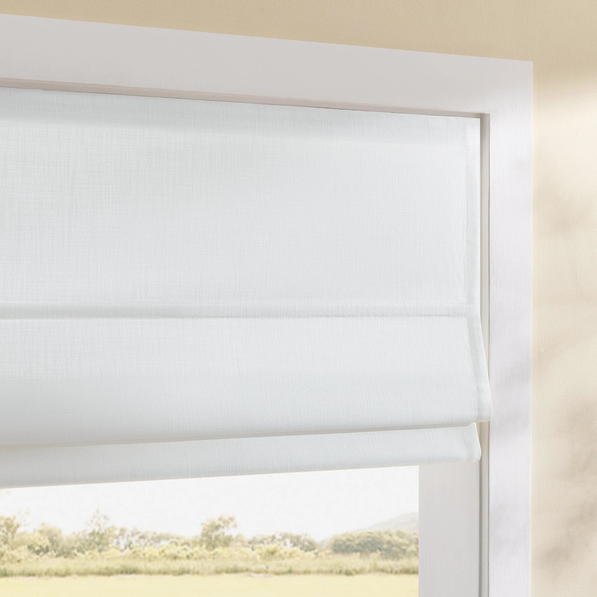 Celina 8823-0 elegant pleated Roman shades view 4 showcasing the tailored fabric drapes for home interior styling