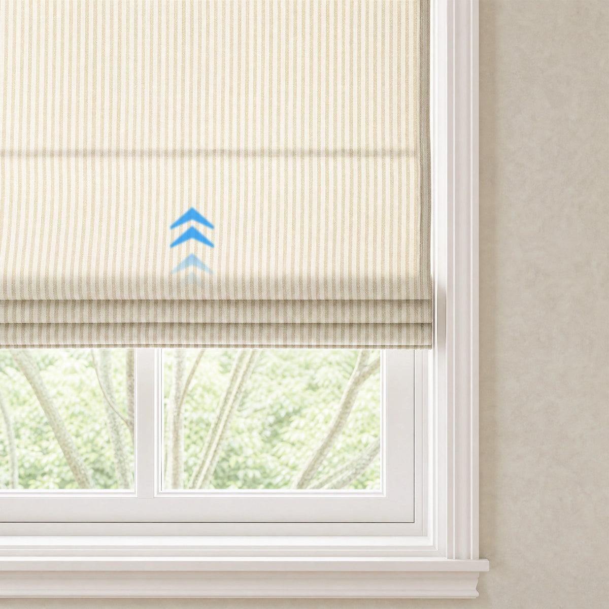 Clarissea Smart Motorized Linen Fine Stripe Roman Shades