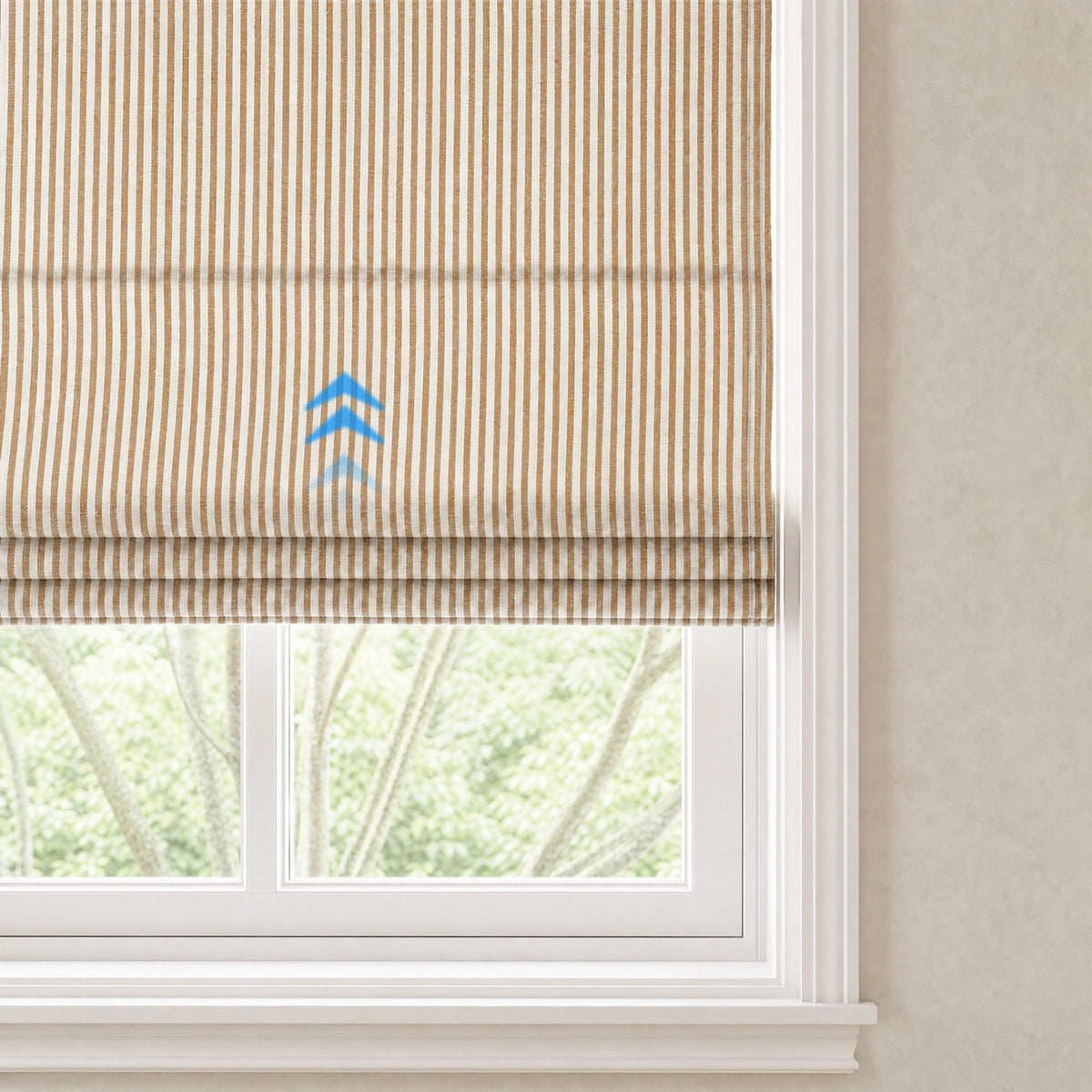 Clarissea Smart Motorized Linen Fine Stripe Roman Shades
