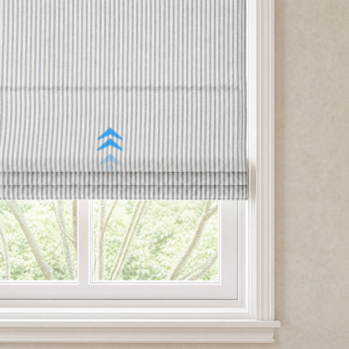 Clarissea Smart Motorized Linen Fine Stripe Roman Shades