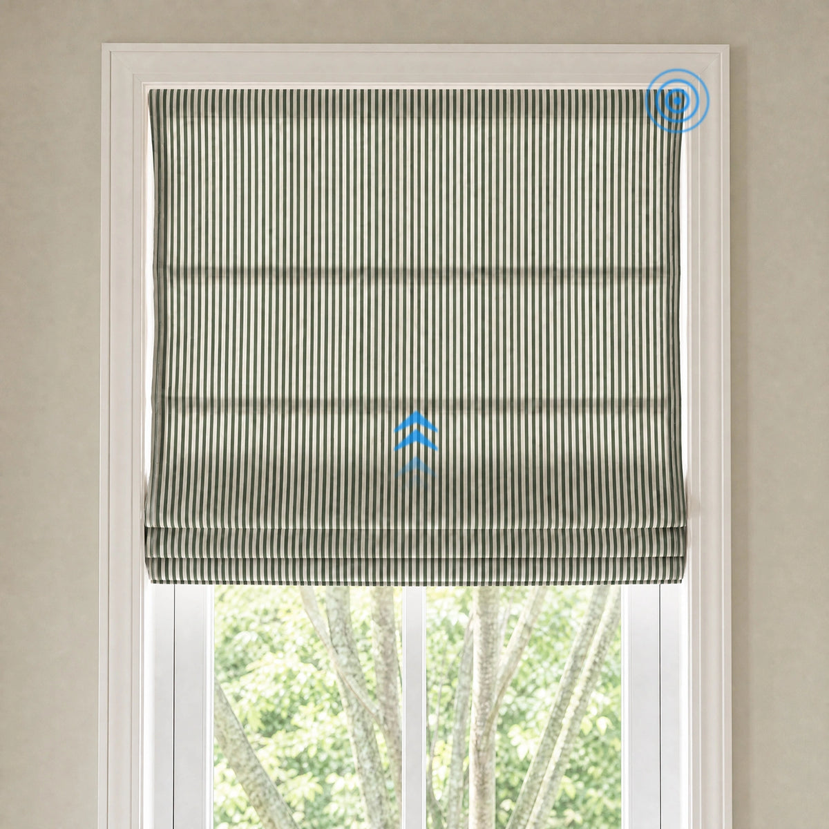 Clarissea Smart Motorized Linen Fine Stripe Roman Shades