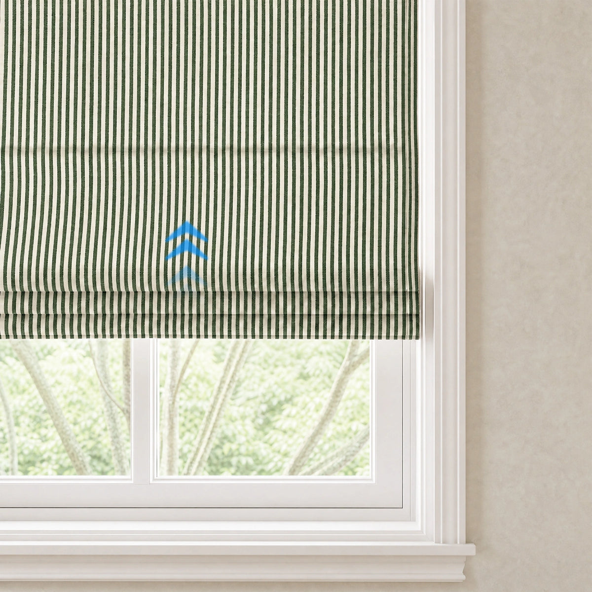 Clarissea Smart Motorized Linen Fine Stripe Roman Shades
