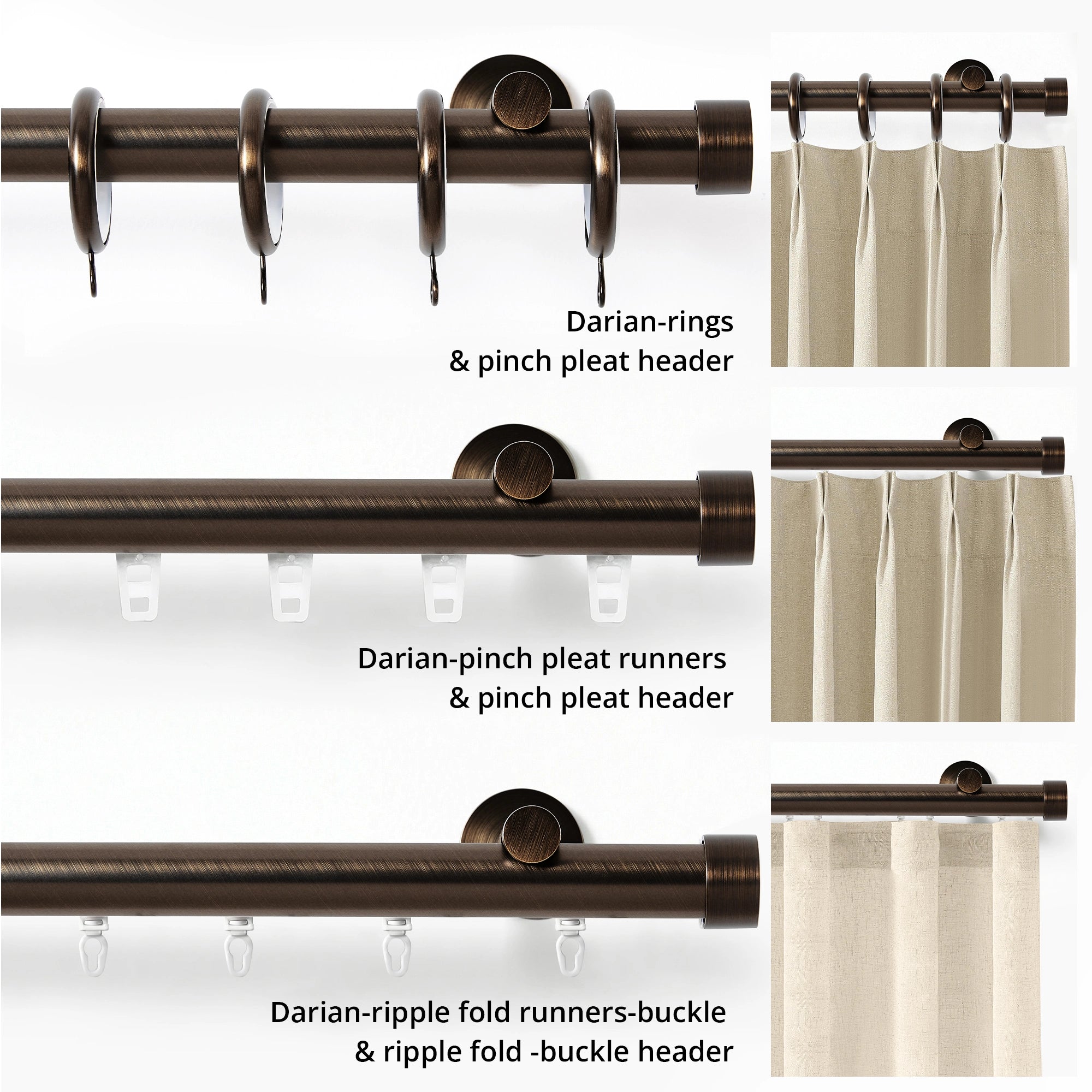 Darian Single Custom Traverse Curtain Rod, smooth horizontal movement and effortless operation