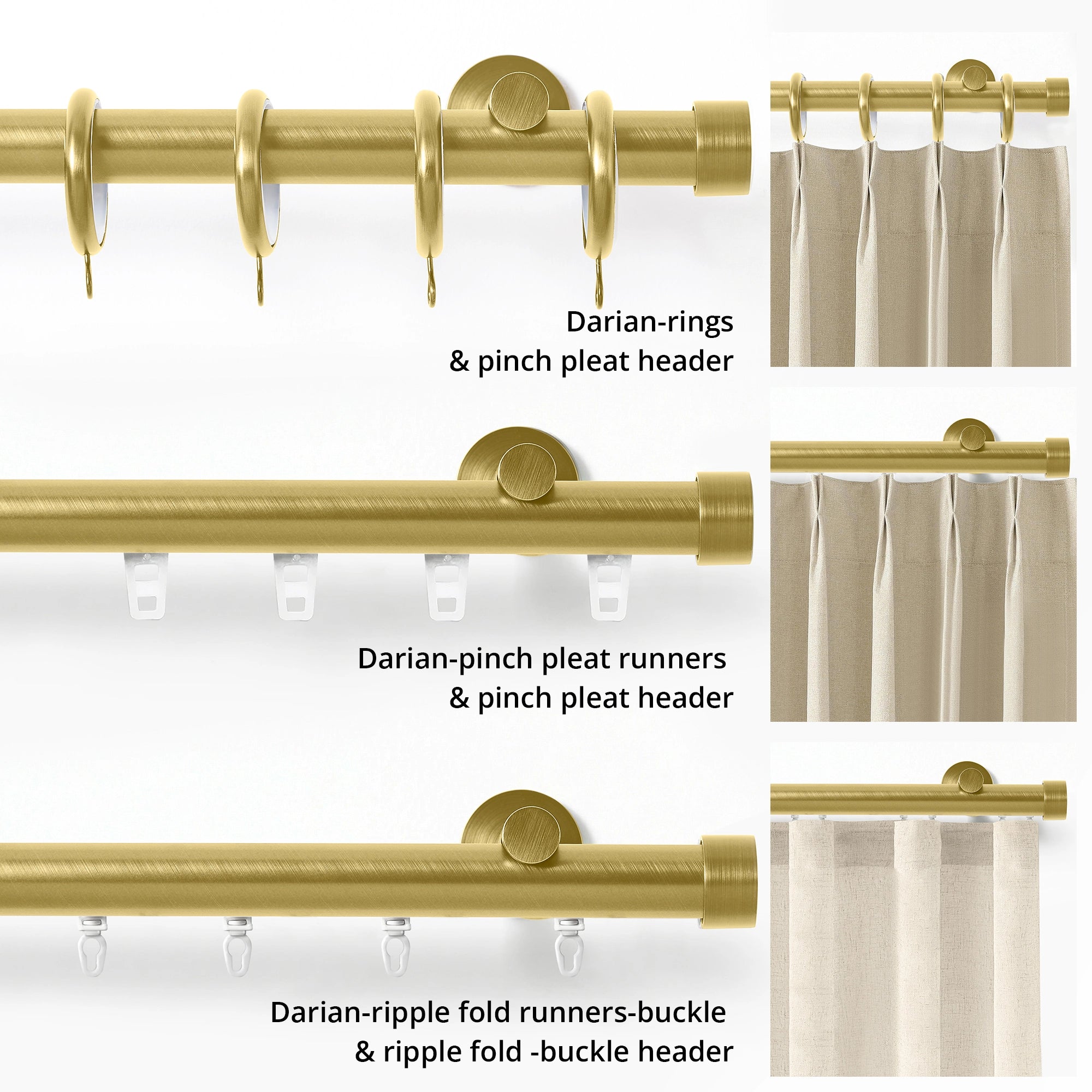 Darian Single Custom Traverse Curtain Rod, custom tailored for a perfect fit