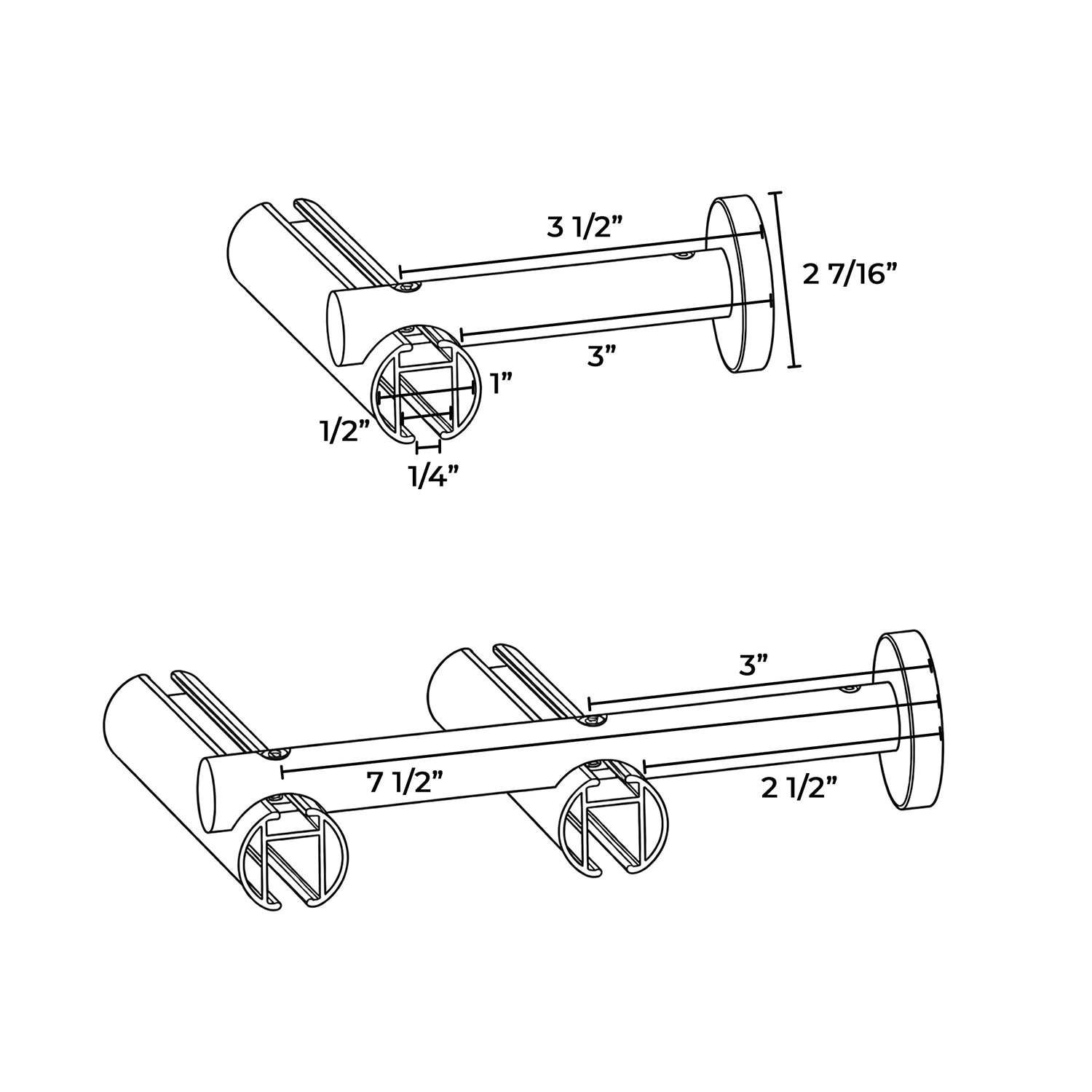 Darian Single Custom Traverse Curtain Rod for Bay Windows