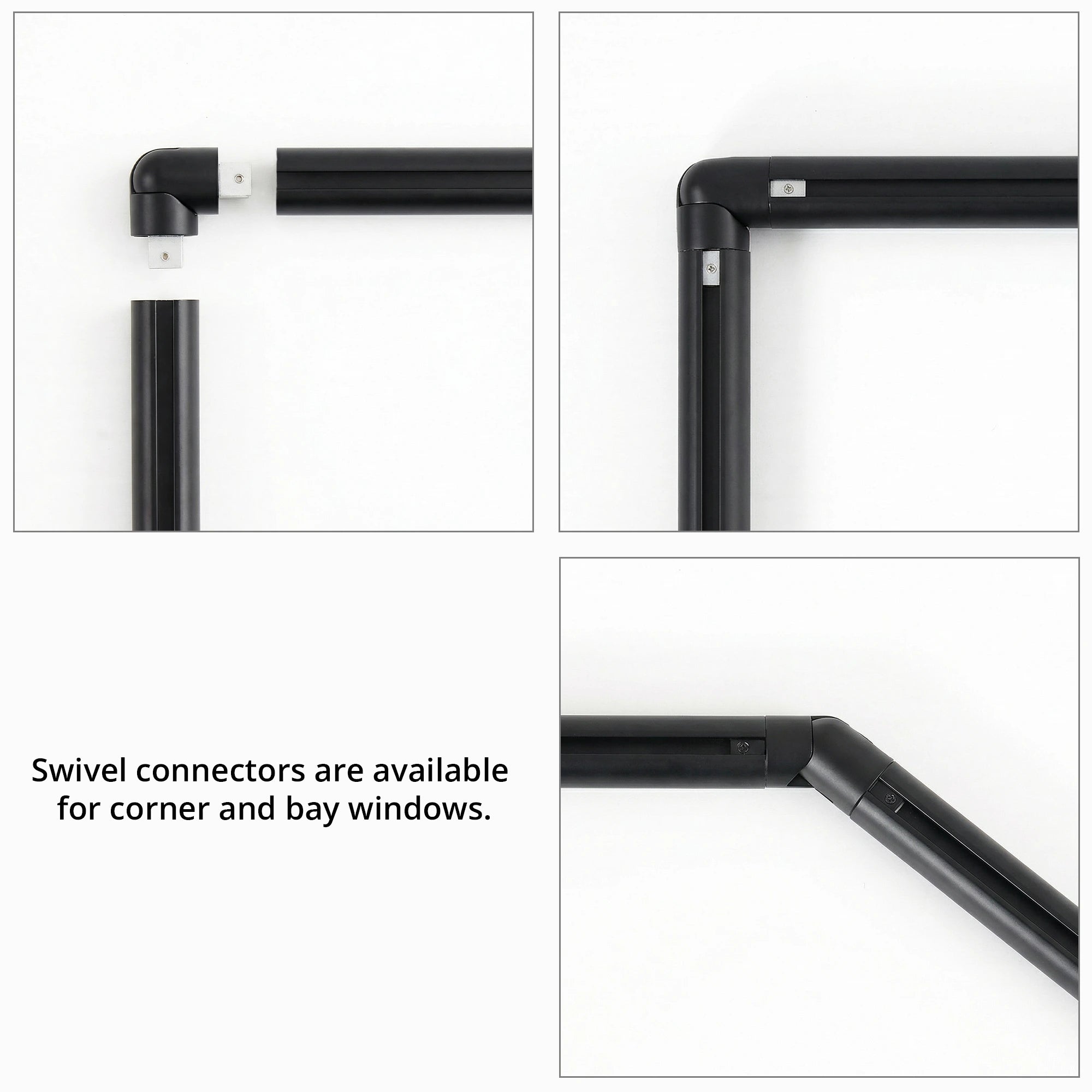 Darian Single Custom Traverse Curtain Rod Rod-7 showing curtain rod connector with step-by-step usage tutorial demonstration