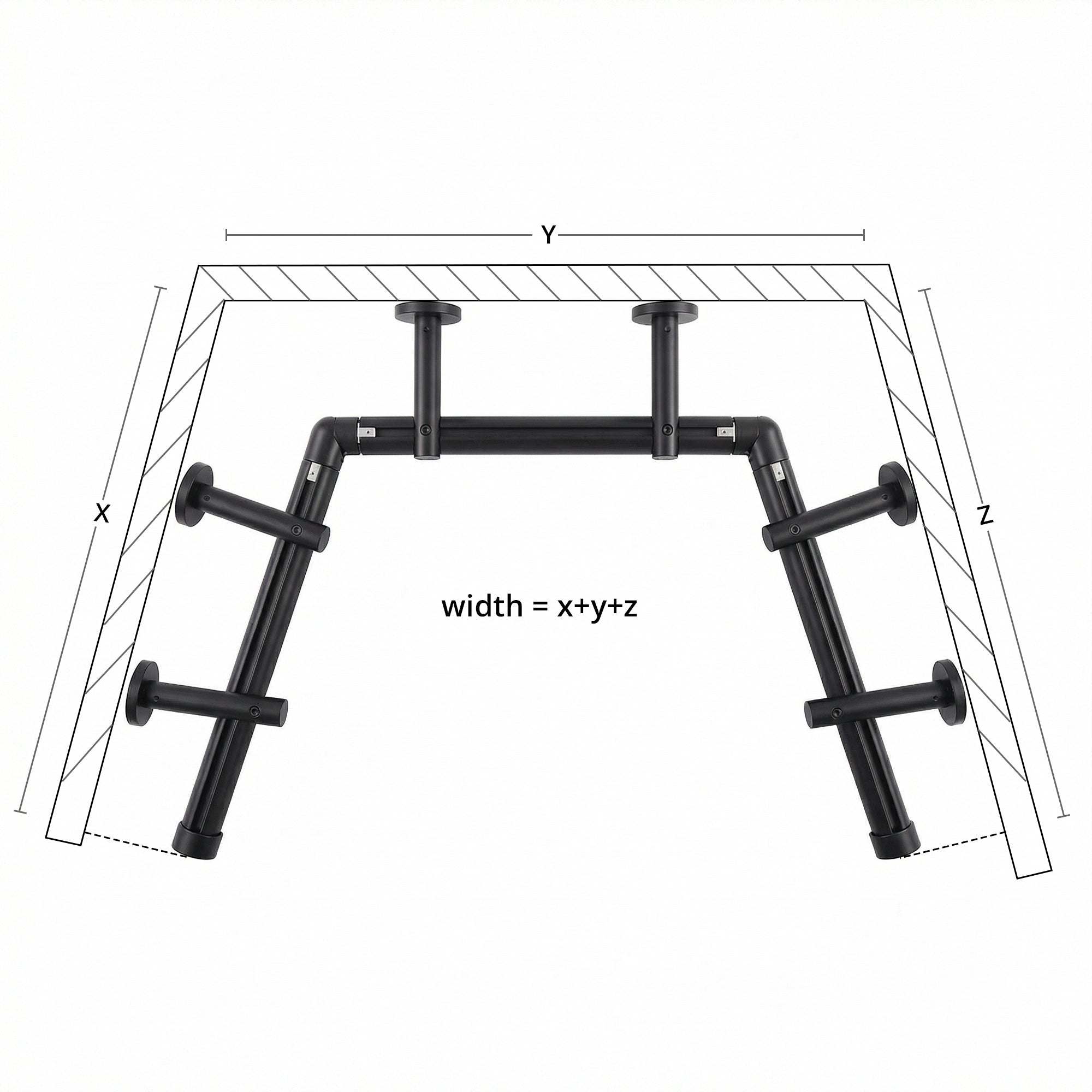 Darian Single Custom Traverse Curtain Rod measure-3 showing methods for calculating traverse curtain rod width for different spaces