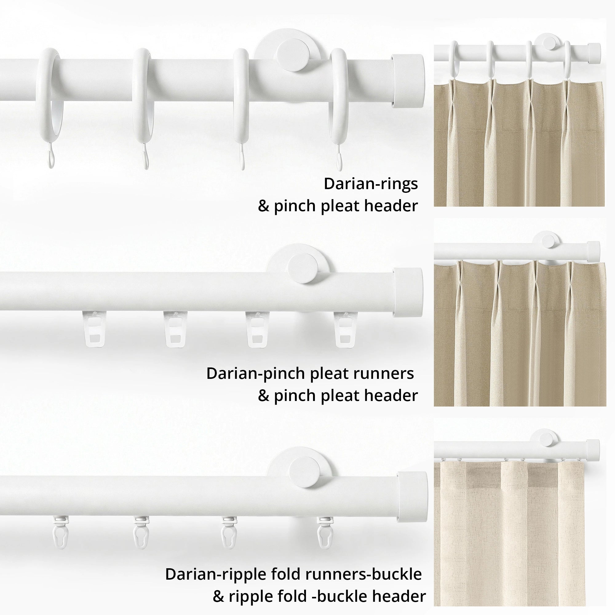 Darian Single Custom Traverse Curtain Rod, custom tailored for a perfect fit