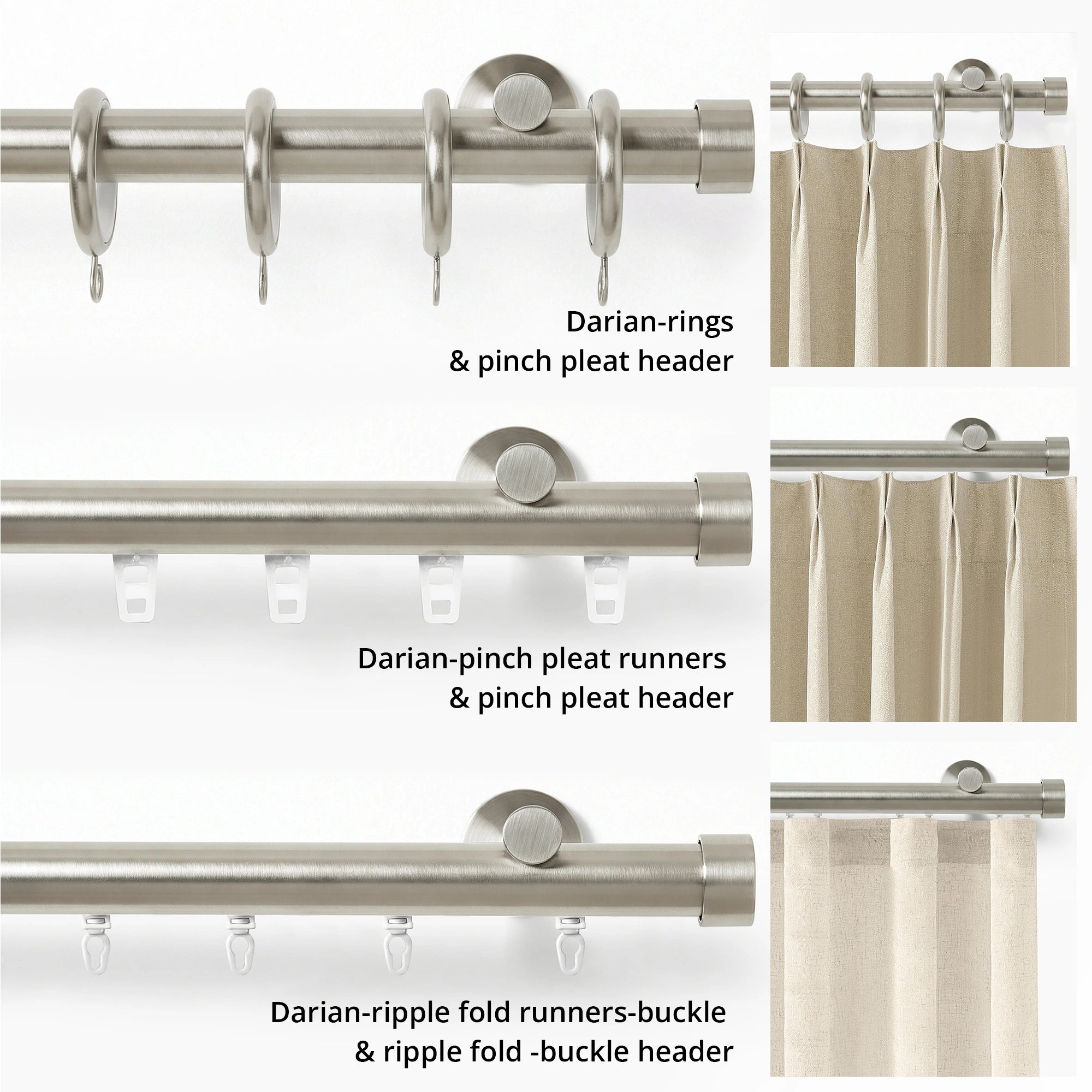 Darian Single Custom Traverse Curtain Rod, custom tailored for a perfect fit