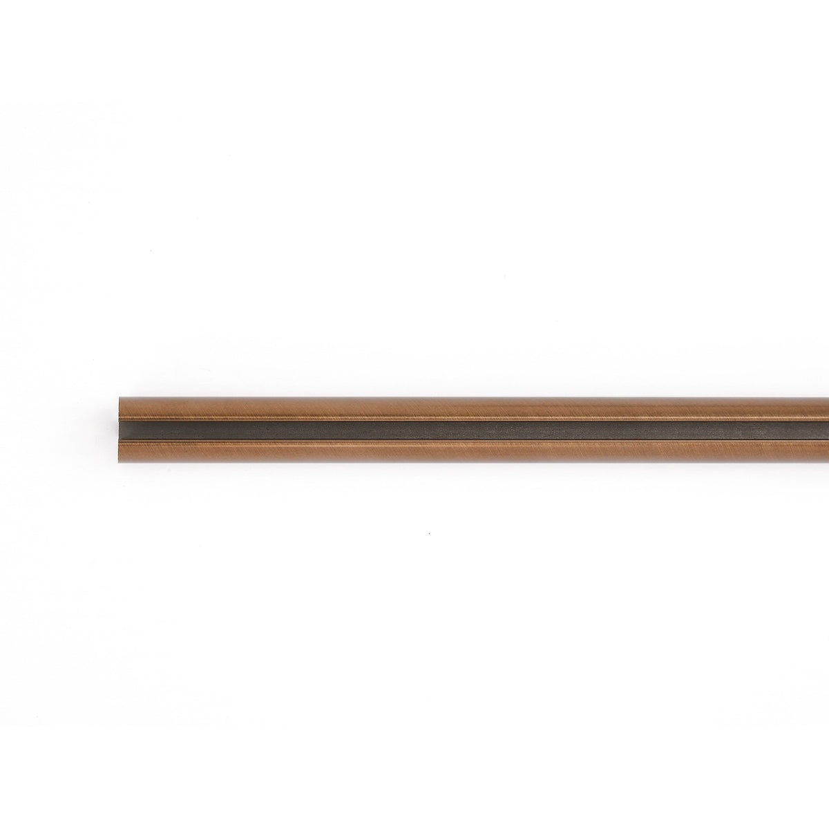 Darian Single Custom Traverse Curtain Rod Rod-11 in Antique Bronze finish showing floor plan view of individual traverse curtain rod