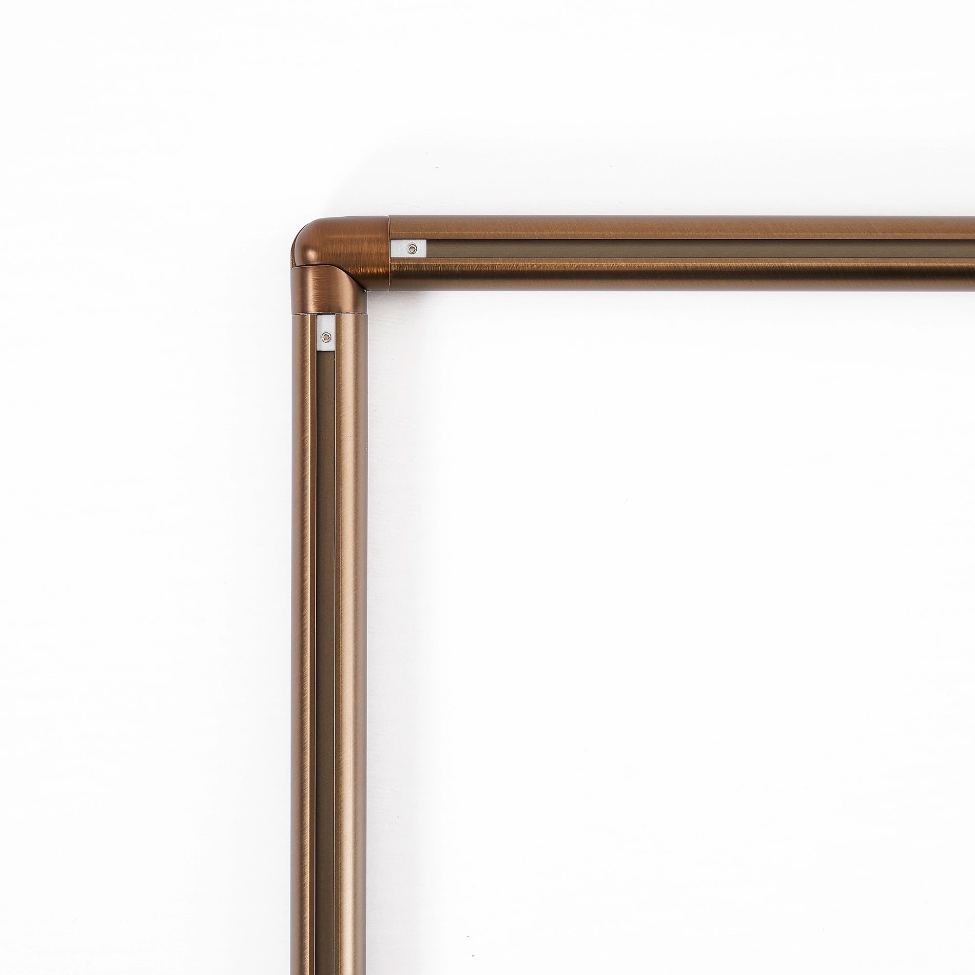 Darian Single Custom Traverse Curtain Rod Rod-8 in Antique Bronze finish showing floor plan view of rod with connector usage demonstration for different spaces