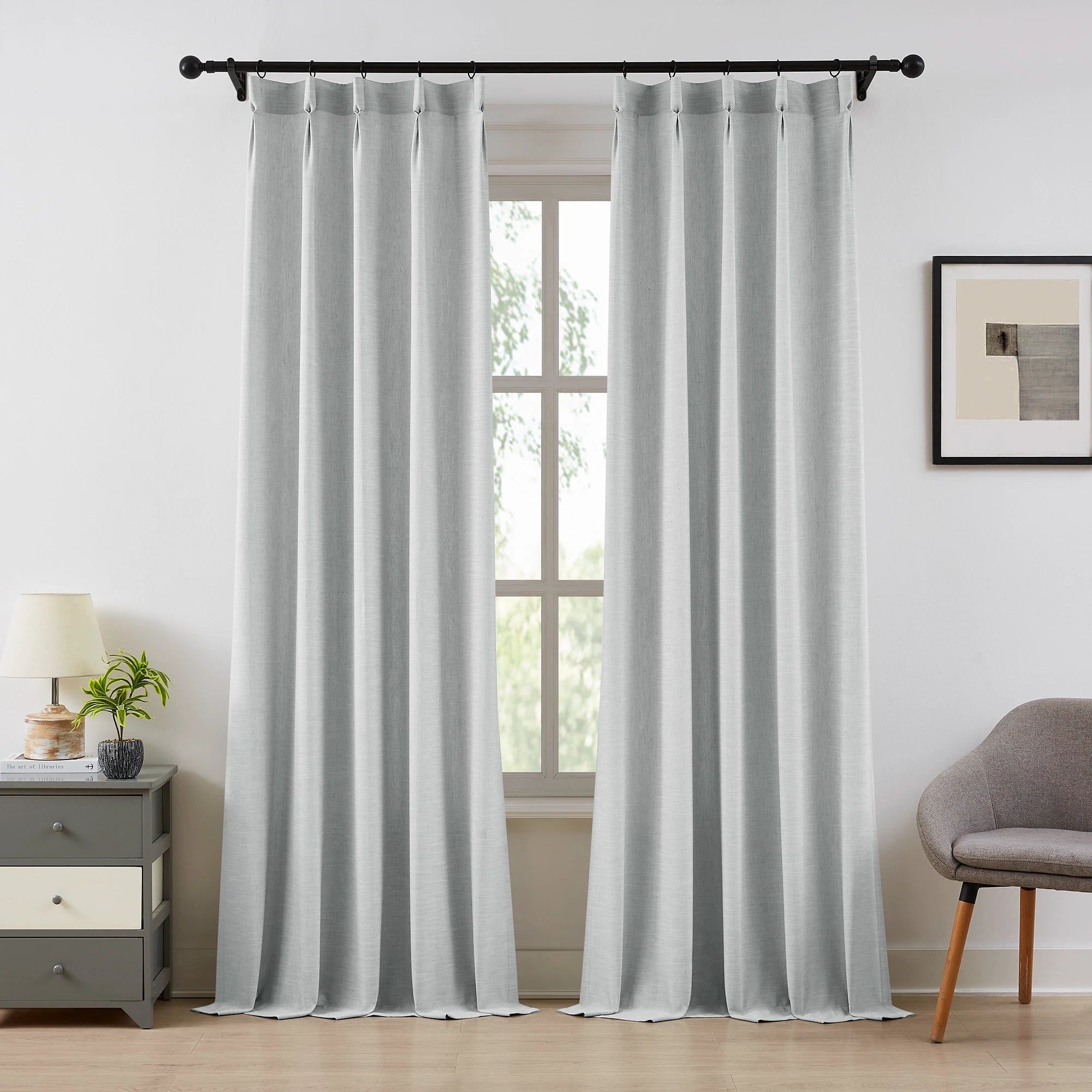 Delsia Premium Linen-Blend Light Filtering Curtains – Natural Slub Texture Drapes for Living Room & Bedroom