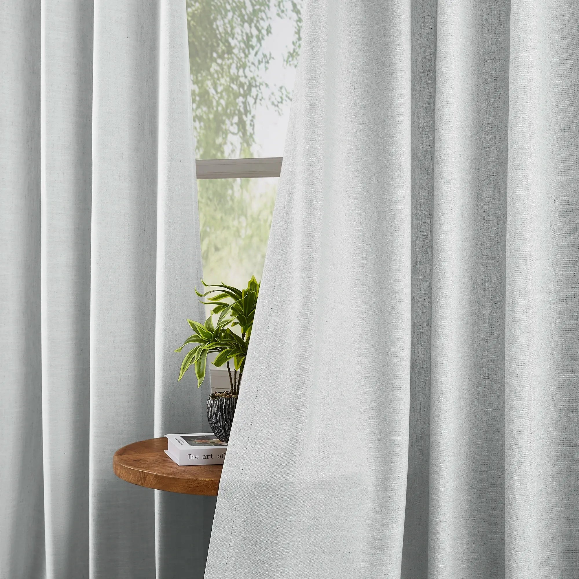 Delsia Premium Linen-Blend Light Filtering Curtains – Natural Slub Texture Drapes for Living Room & Bedroom