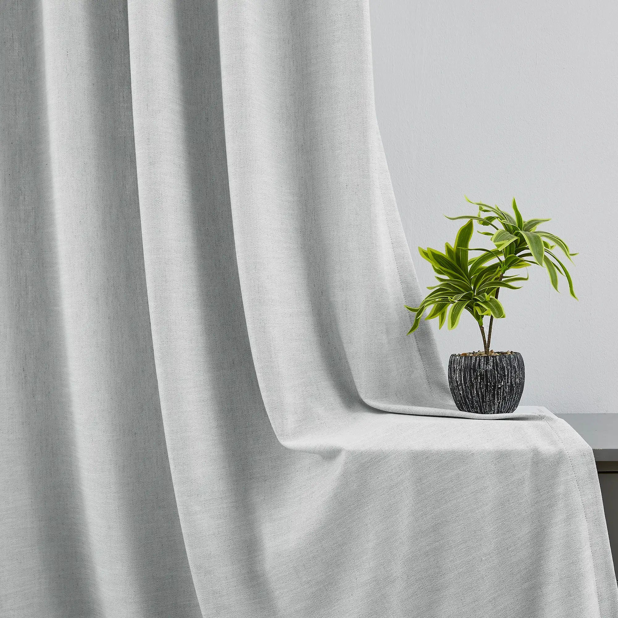 Delsia Premium Linen-Blend Light Filtering Curtains – Natural Slub Texture Drapes for Living Room & Bedroom