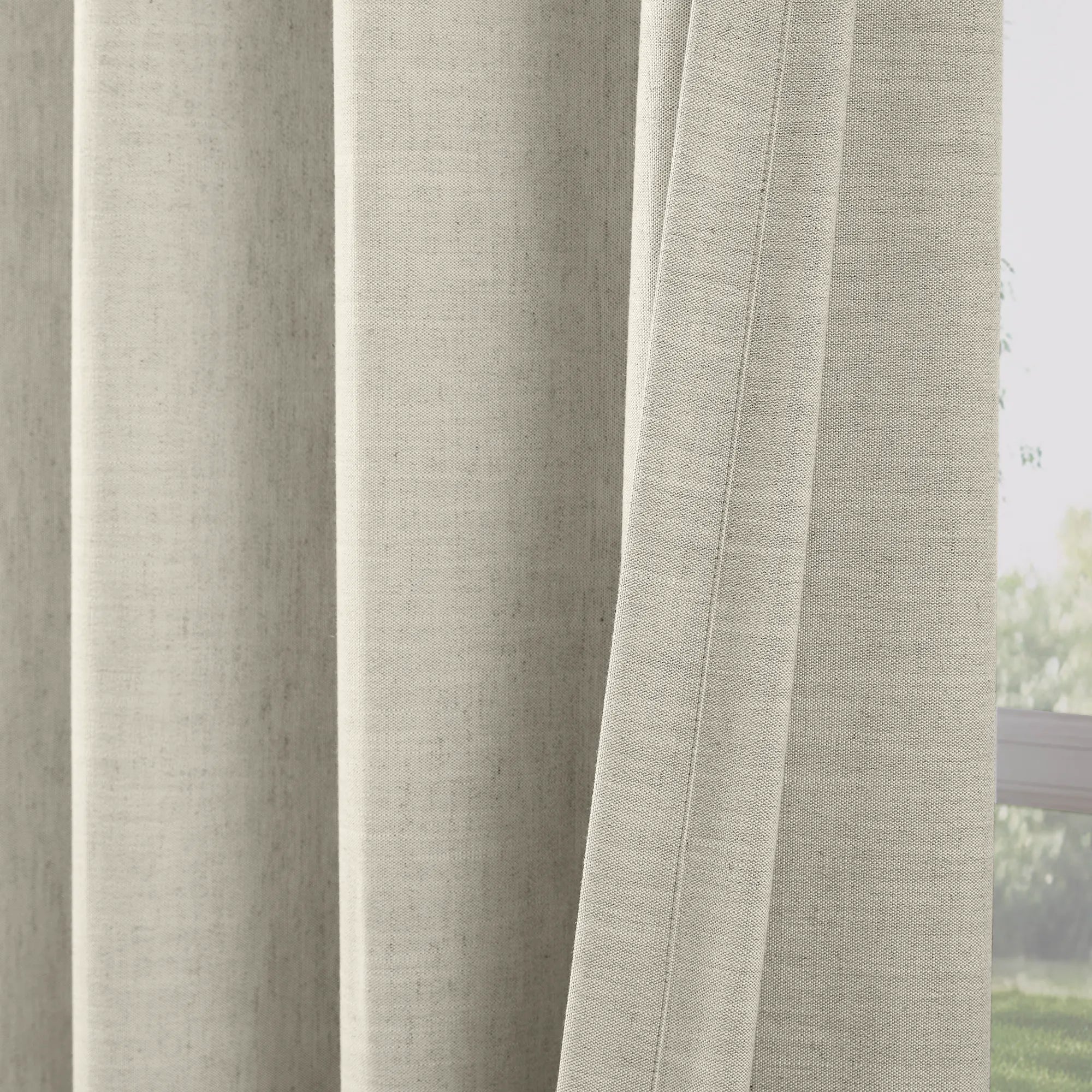 Delsia MBH1105-4 premium linen-blend light filtering curtains with natural slub texture showcased in scene 3 product view