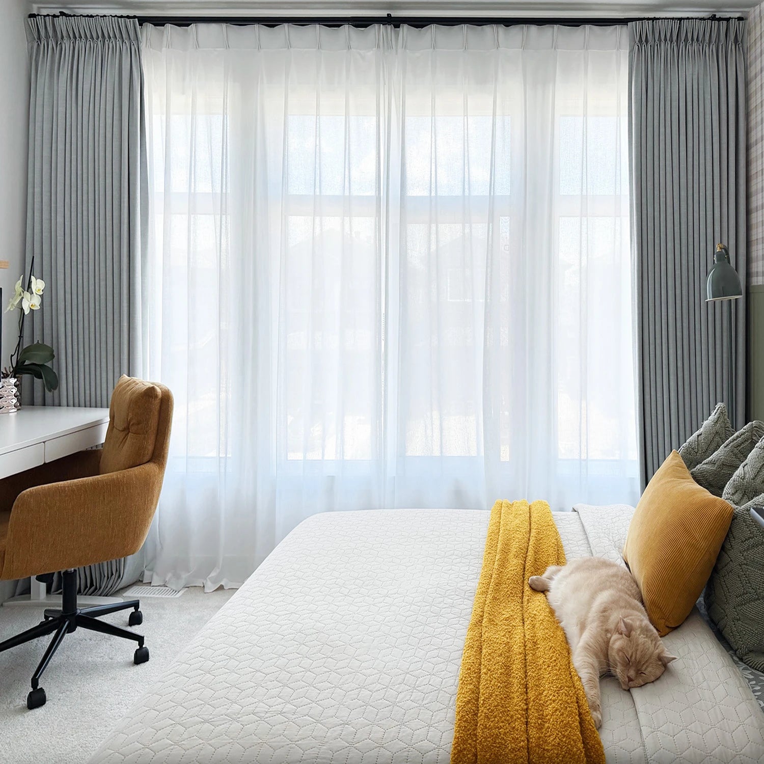 Delsia Premium Linen-Blend Light Filtering Curtains – Natural Slub Texture Drapes for Living Room & Bedroom