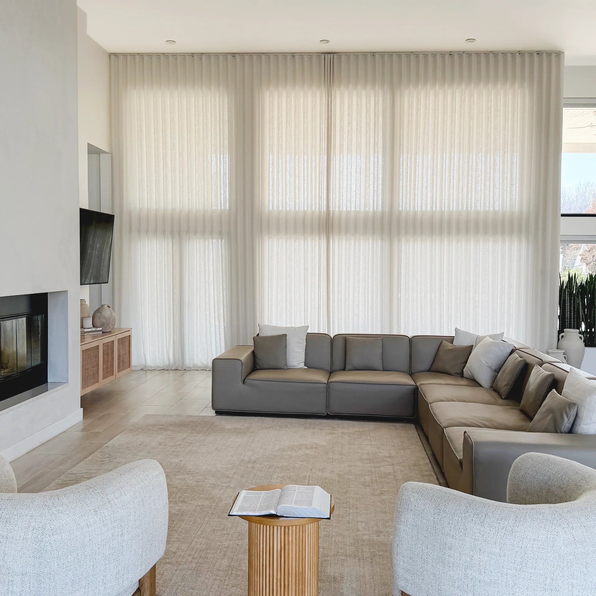Elara Linen Blend Curtains for Large Windows - Extra Long Luxurious Drapes for Every Room