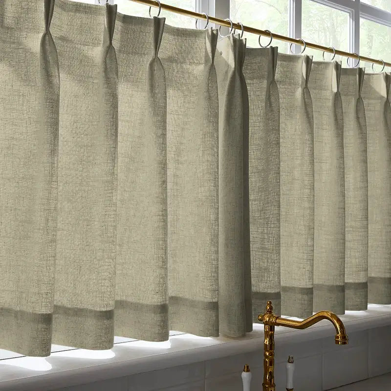 Freshine Elara Linen Iron Gray Cafe Curtains for Kitchen & Bathroom