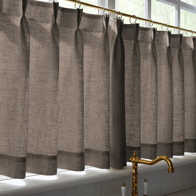 Freshine Elara Linen Dark Coffee Cafe Curtains for Kitchen & Bathroom