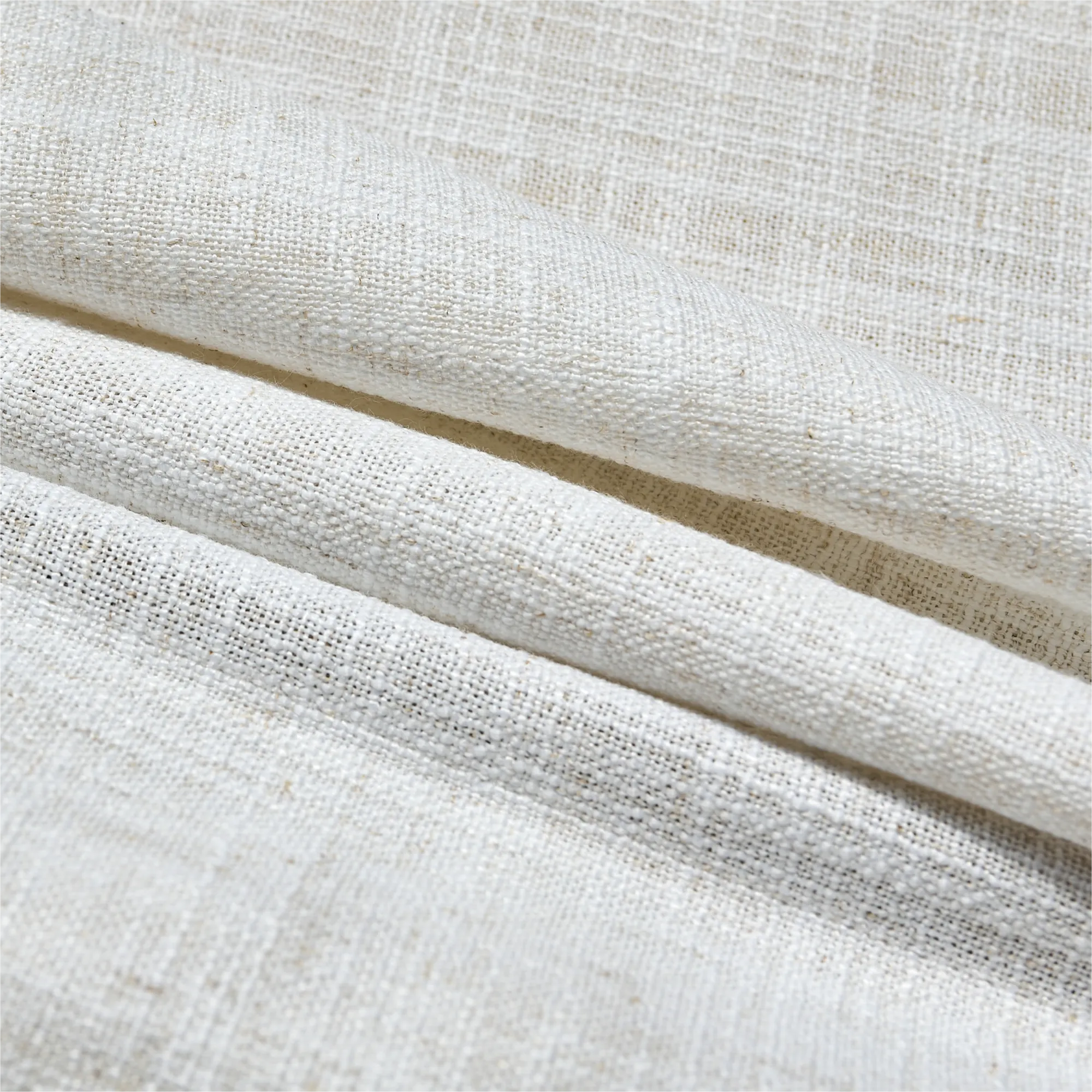 Freshine Elara Off-White Roman Shades for Elegant Linen-Blend Drapes with Superior Light Control and Privacy