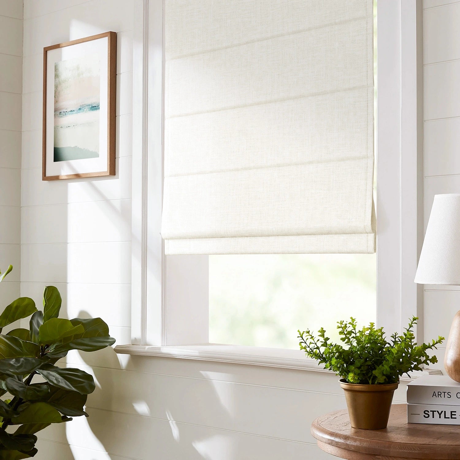 Elara No-Drill Linen Blend Roman Shades