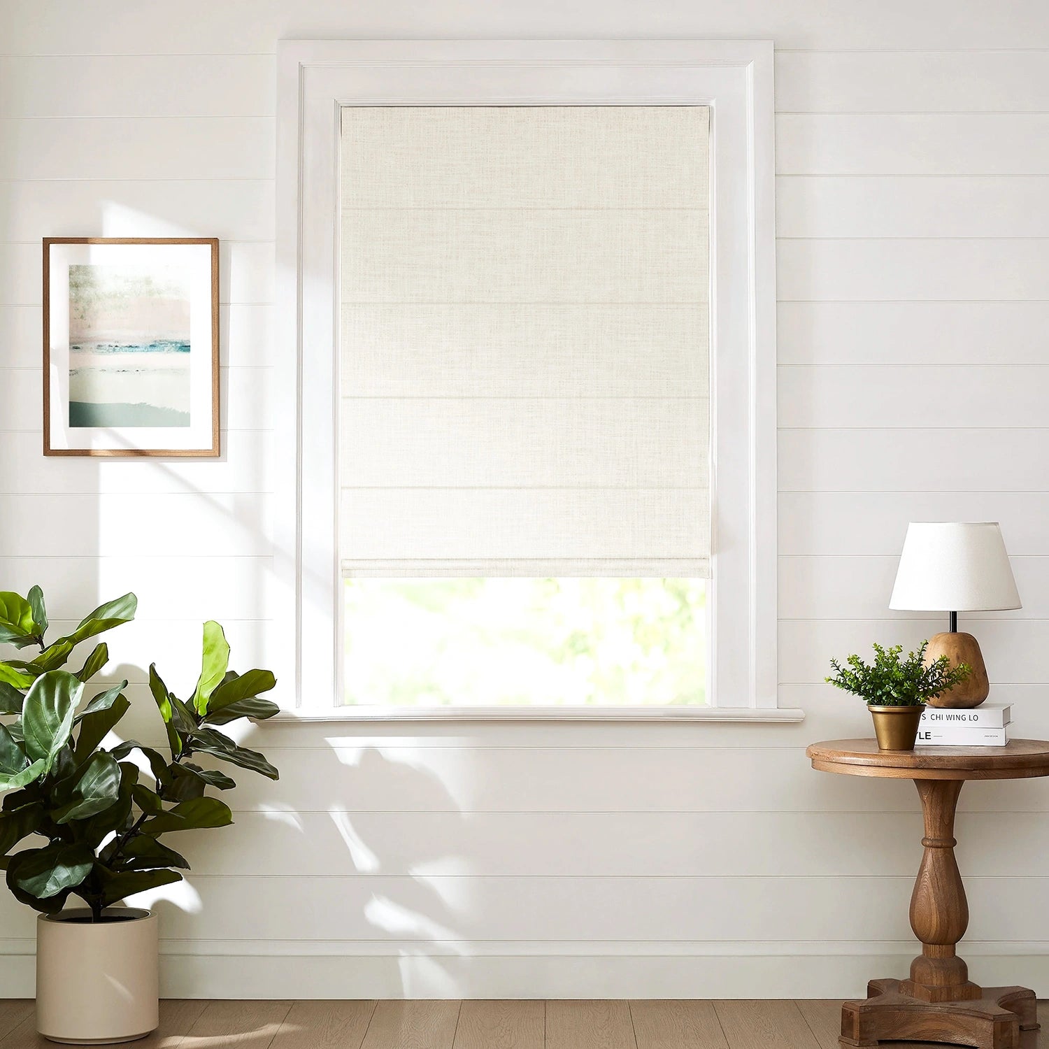 Elara No-Drill Linen Blend Roman Shades