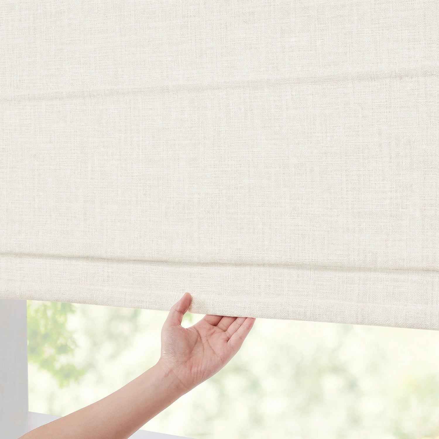 Elara No-Drill Linen Blend Roman Shades