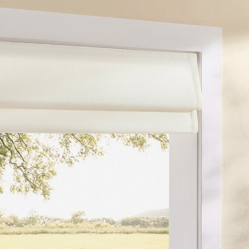 Elara elegant linen-blend roman shades model 89850-0 scene 3 showcasing window drape design
