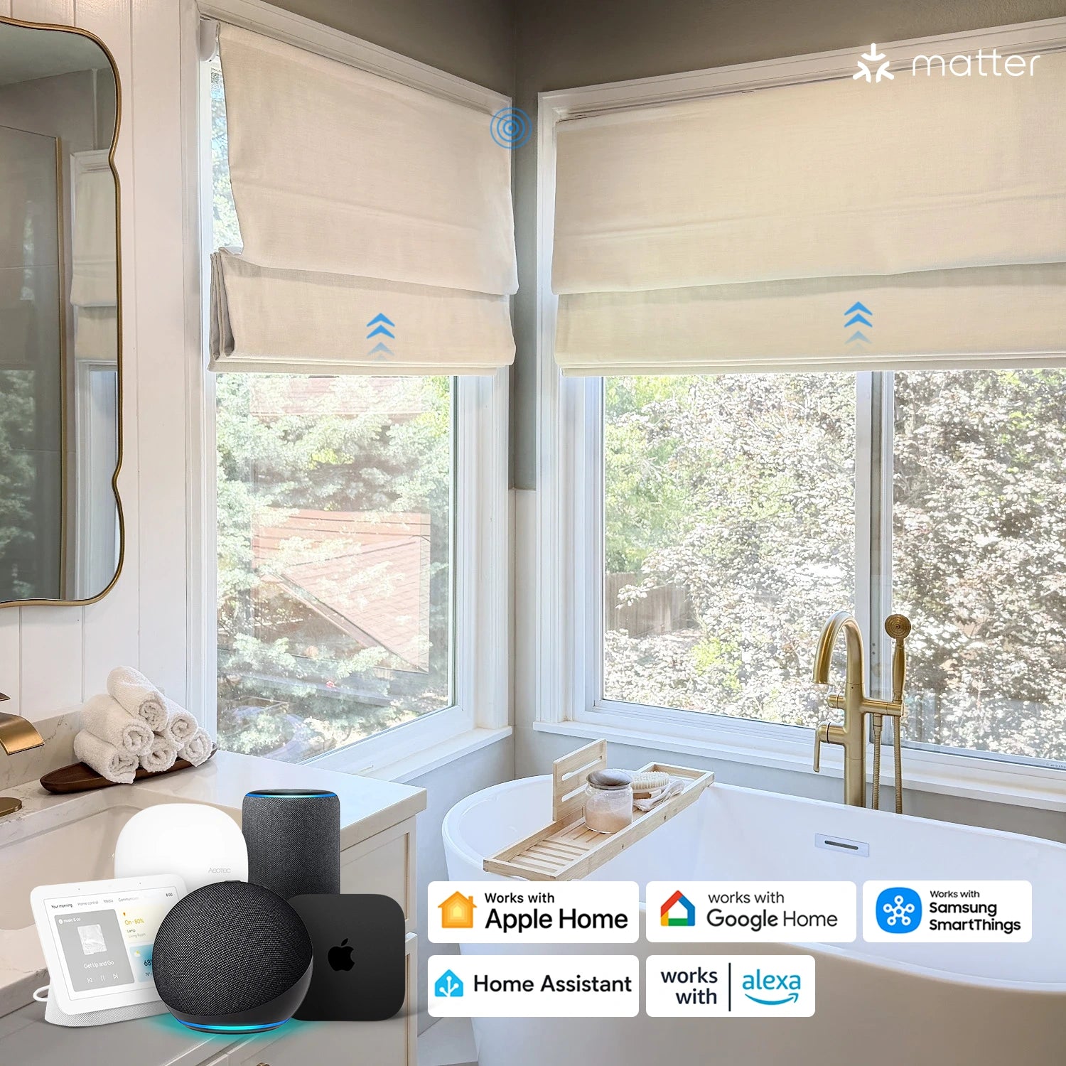Elowen Smart Motorized Heavyweight Roman Shades