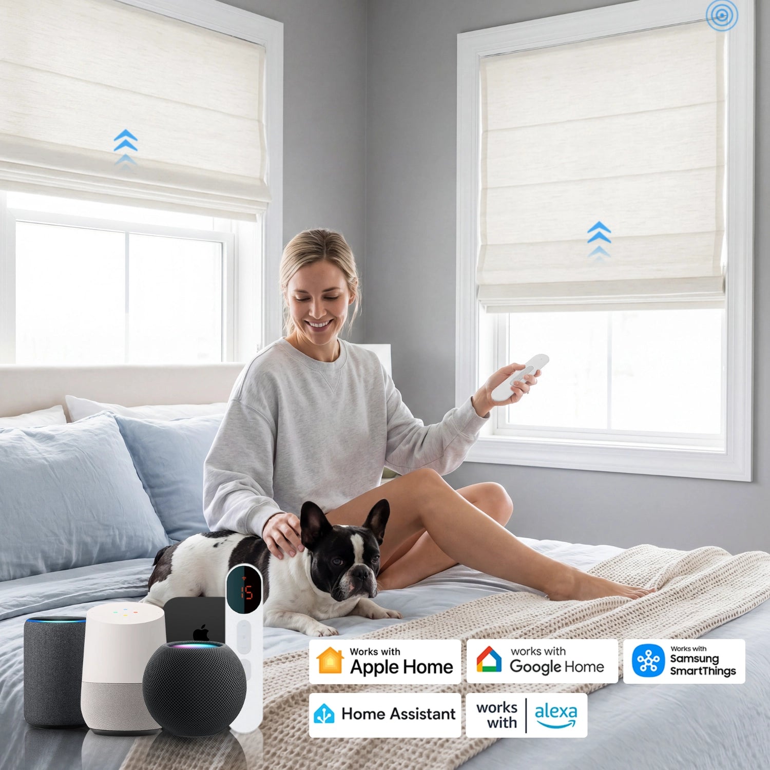 Elowen Smart Motorized Heavyweight Roman Shades