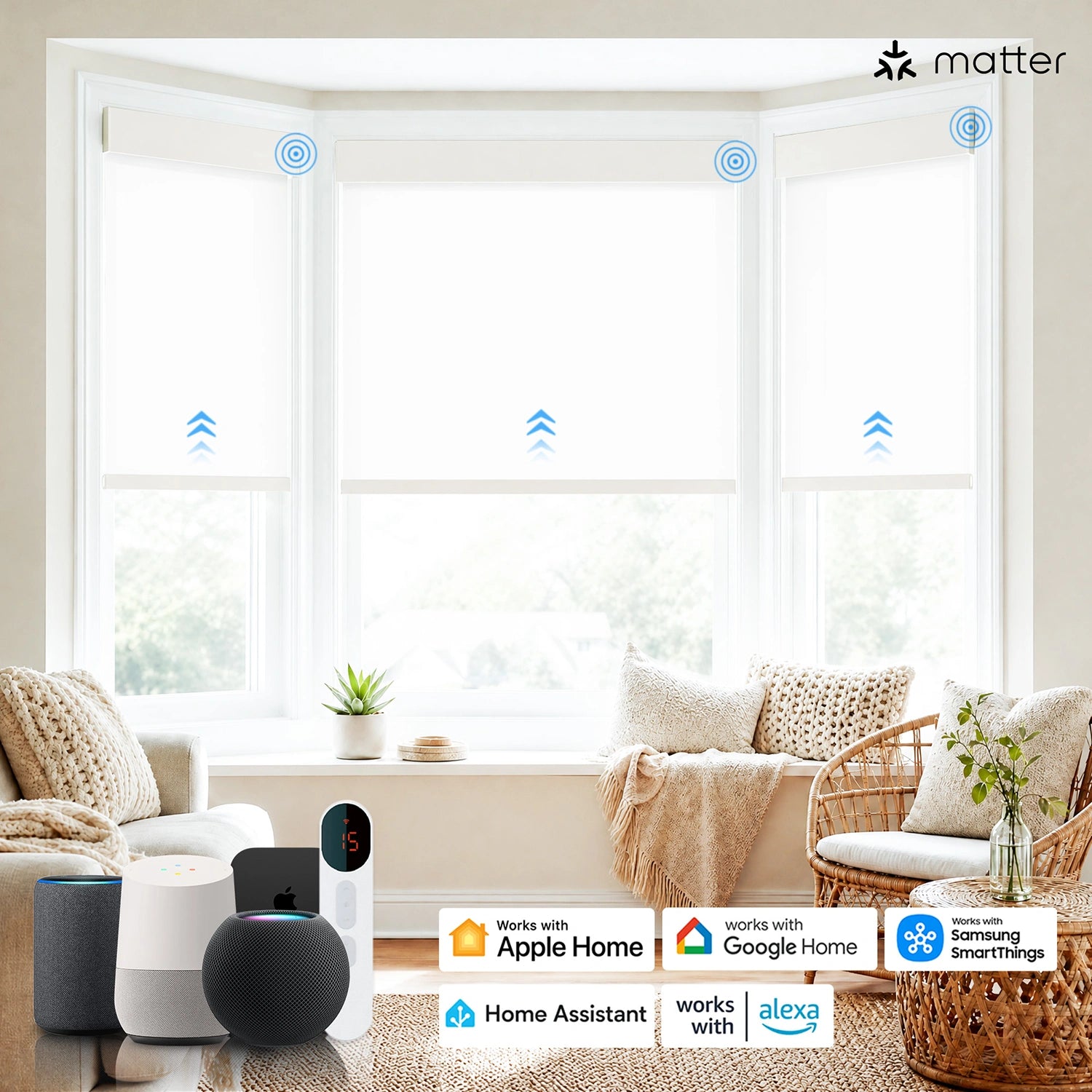 Elyna Smart Motorized 60% Light Filtering Roller Shades
