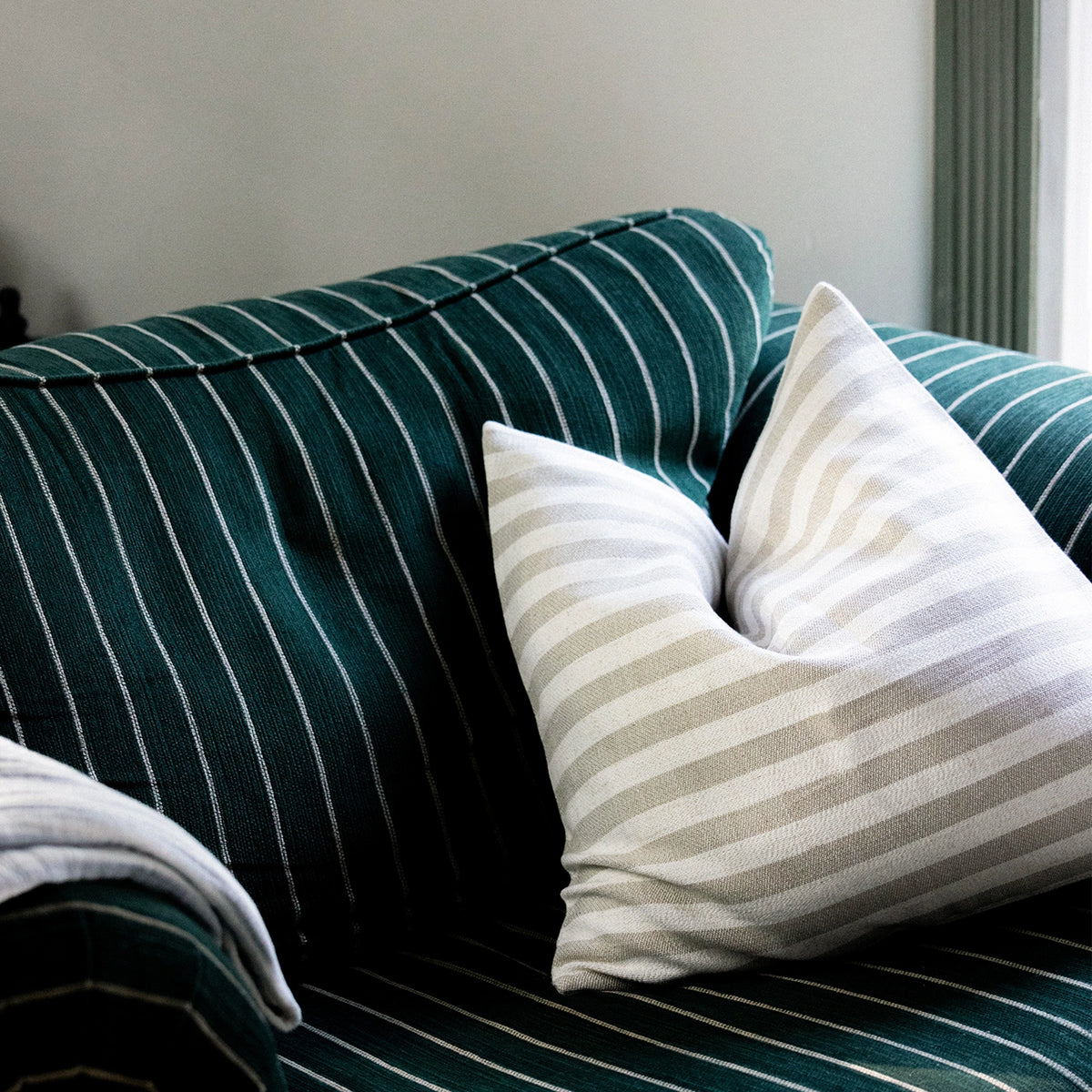 Evelora Linen Blend Striped Jacquard Pillow Cover