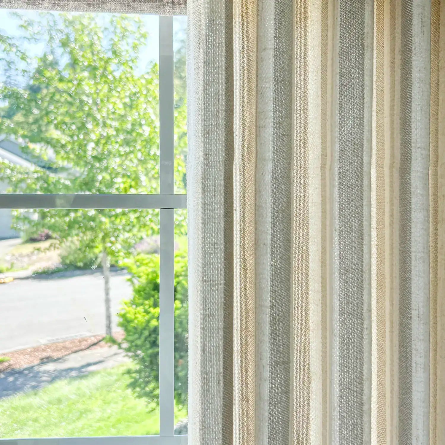 Evelora Linen Striped Jacquard Light Filtering Drapery