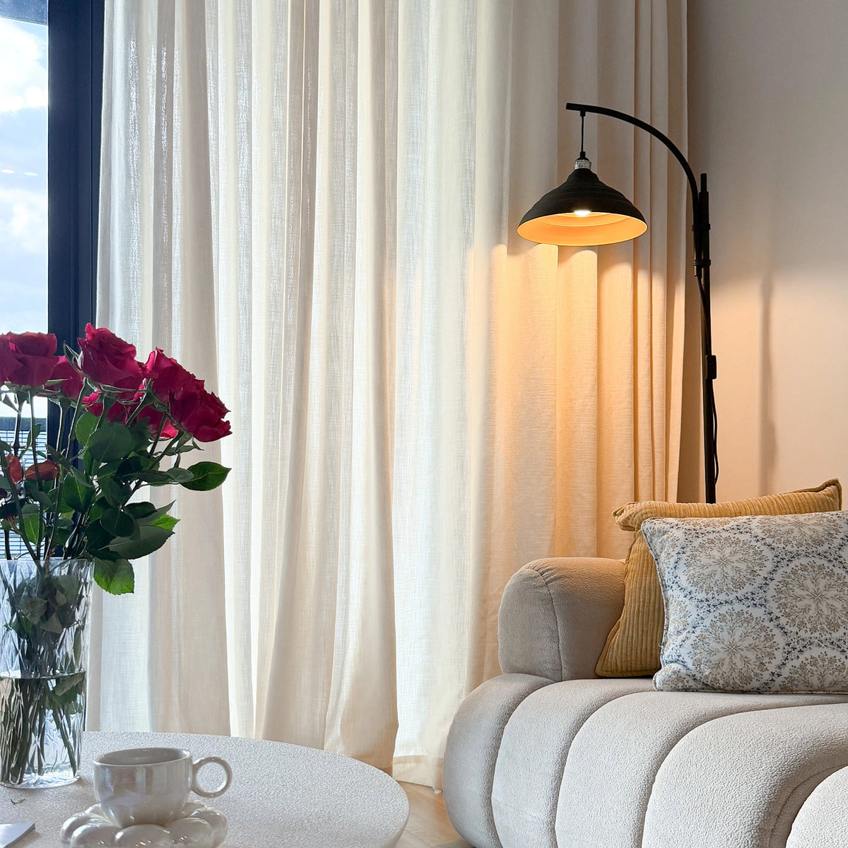 Fioris Natural Slub Textured Linen-Cotton Blend Curtains