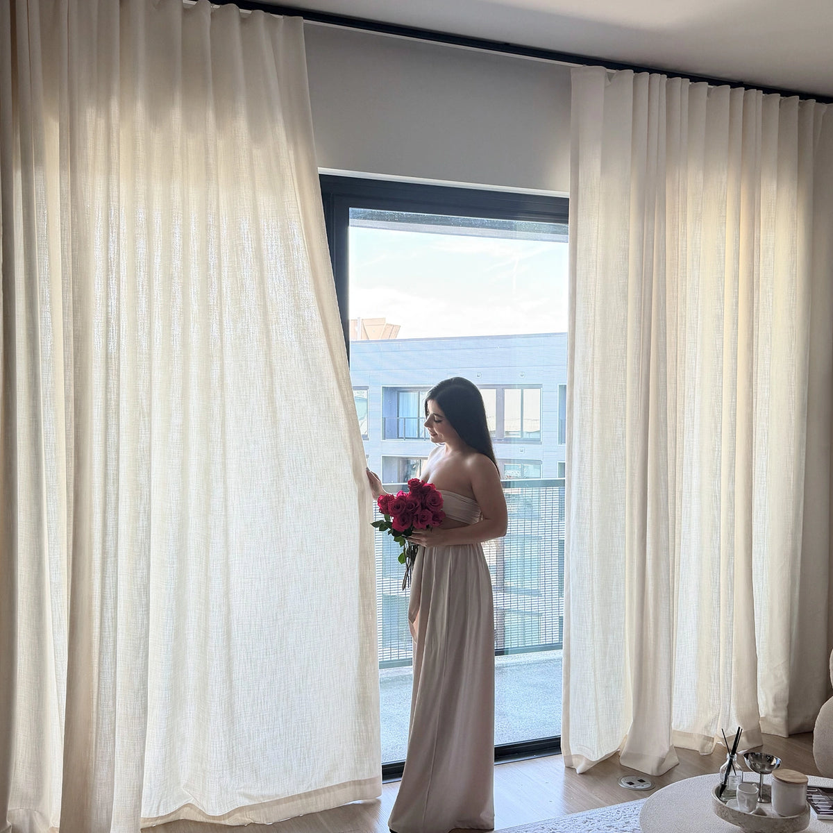 Fioris Natural Slub Textured Linen-Cotton Blend Curtains