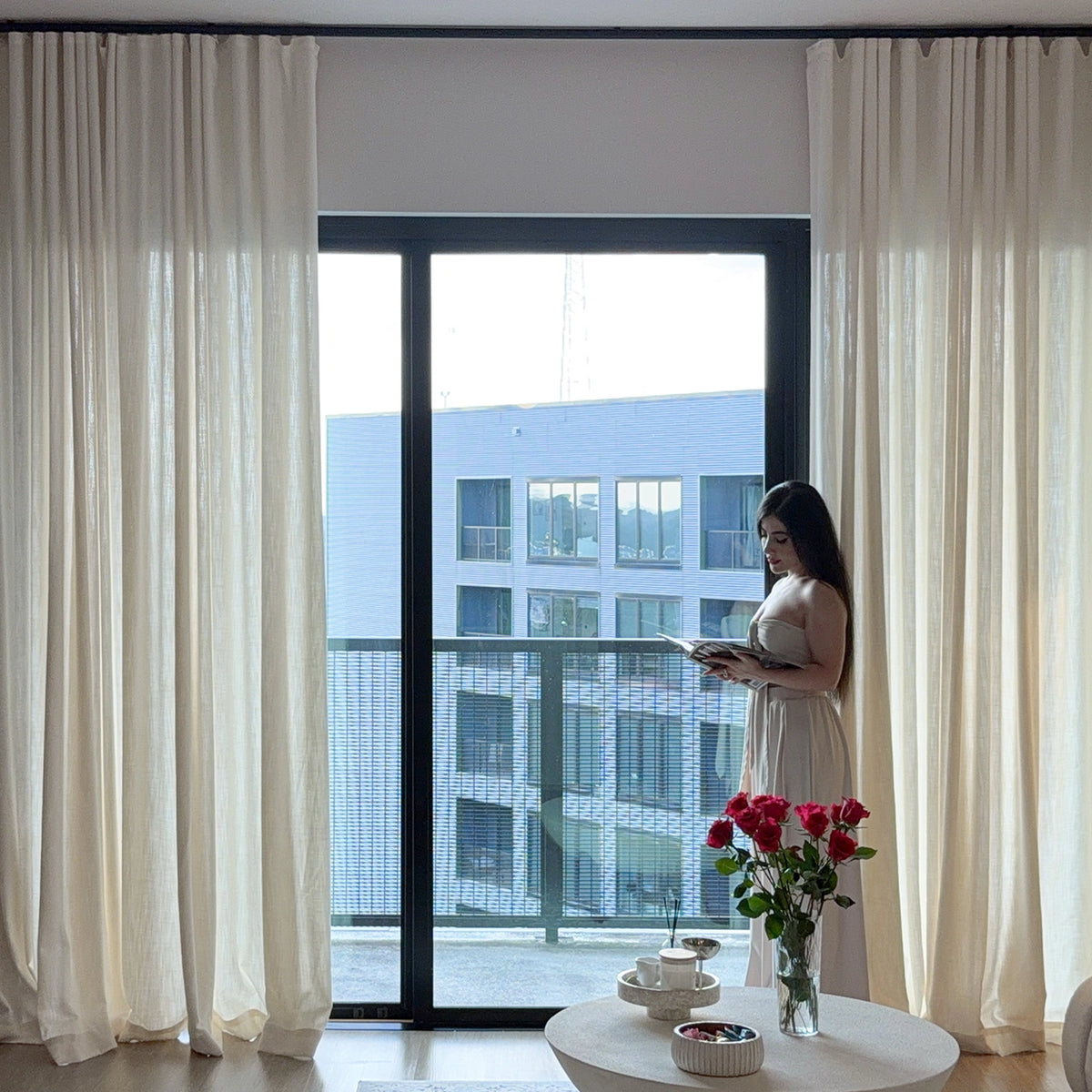 Fioris Natural Slub Textured Linen-Cotton Blend Curtains