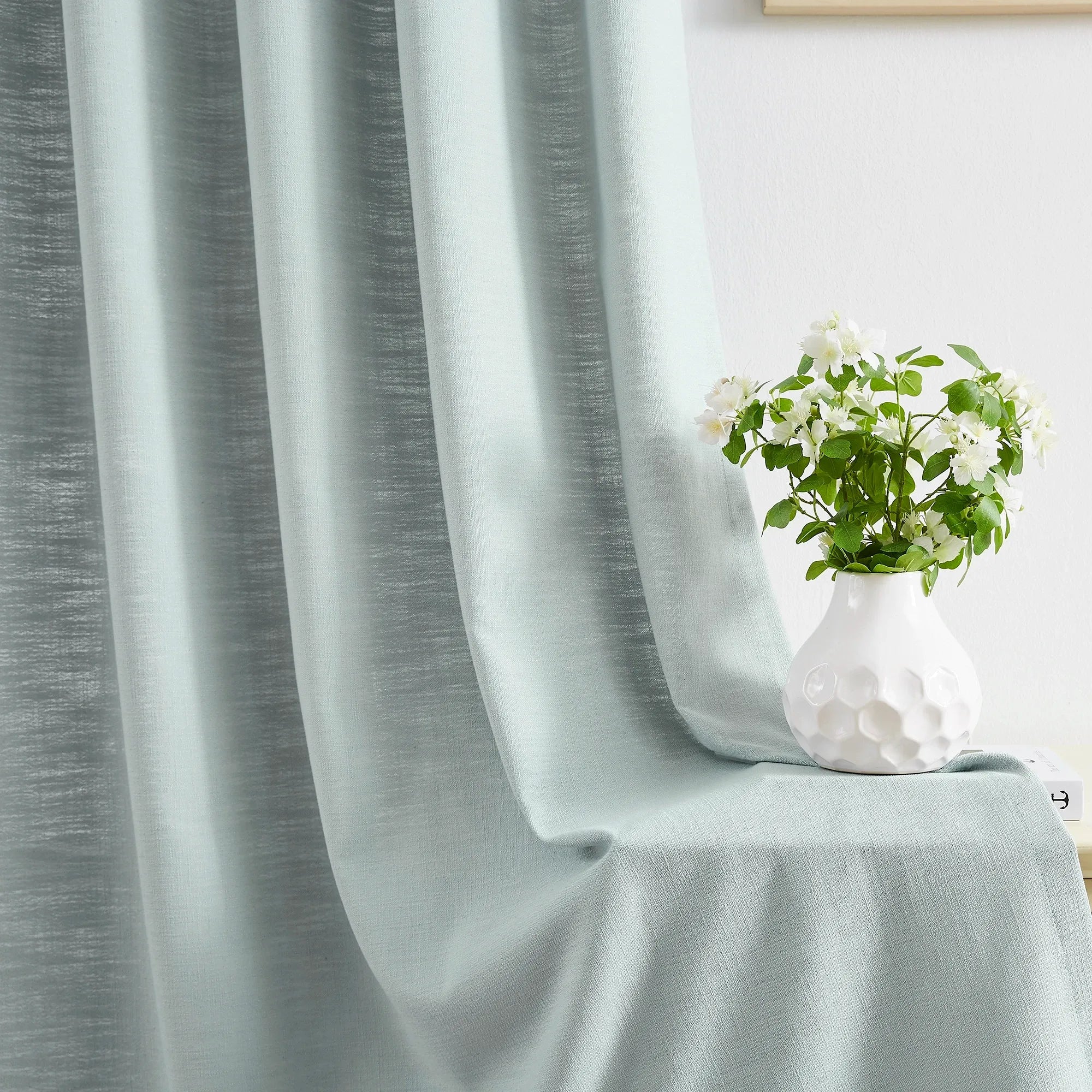 Fioris 606-9 linen cotton blend curtains, gently filters natural light, minimalist style