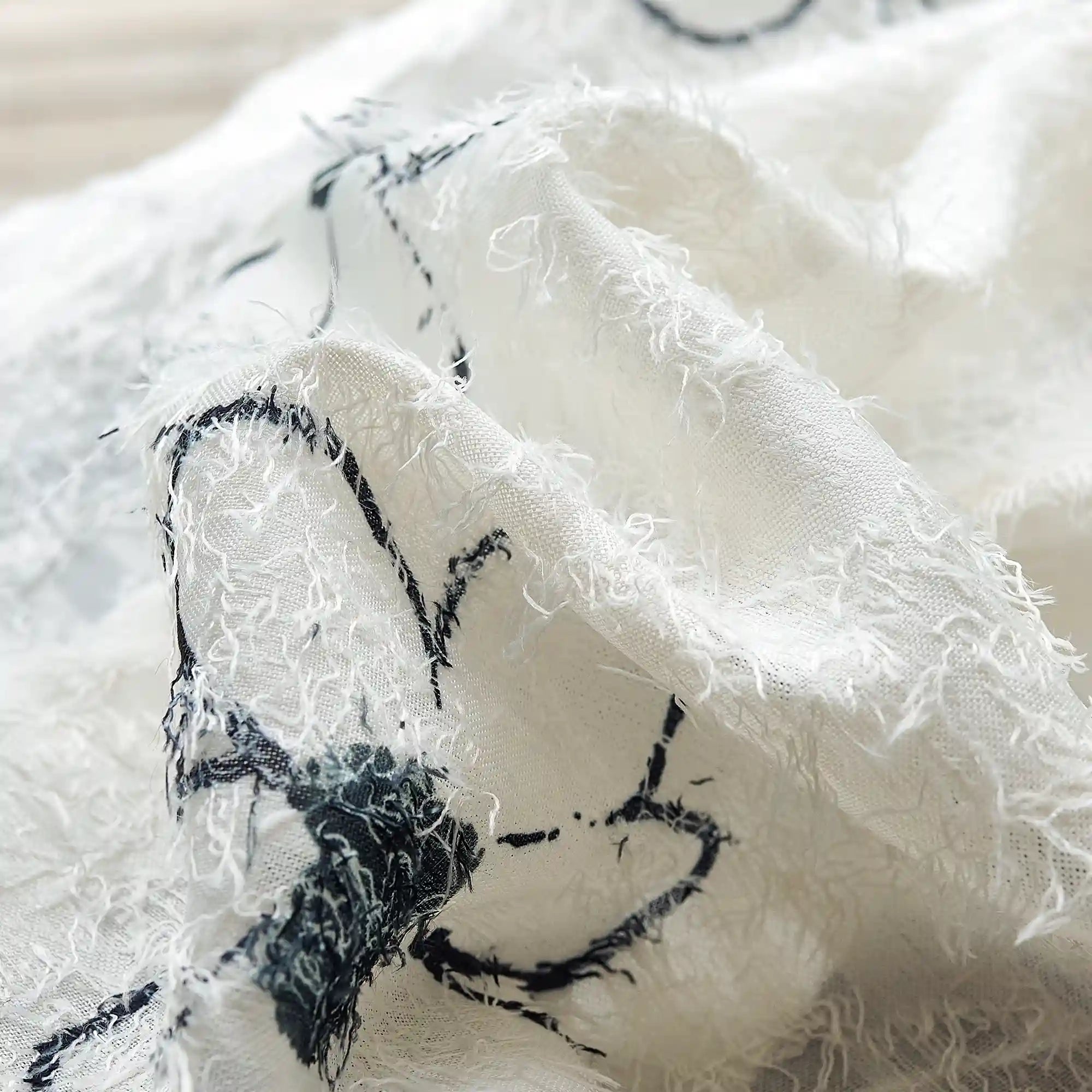 Gineva Black Daisy Print Sheer Curtains